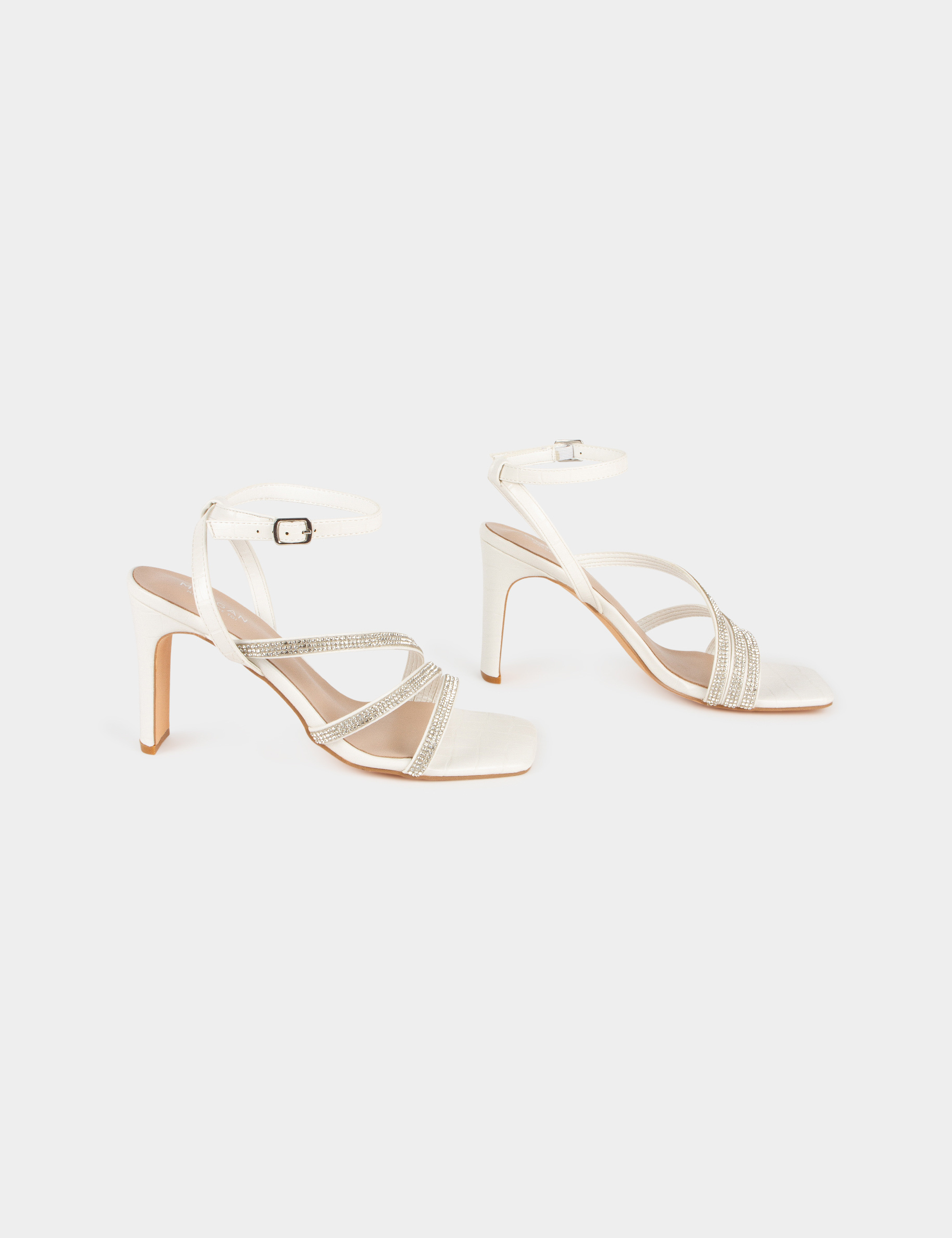 sandales a talons avec strass blanc femme Sandales à talons avec strass blanc femme