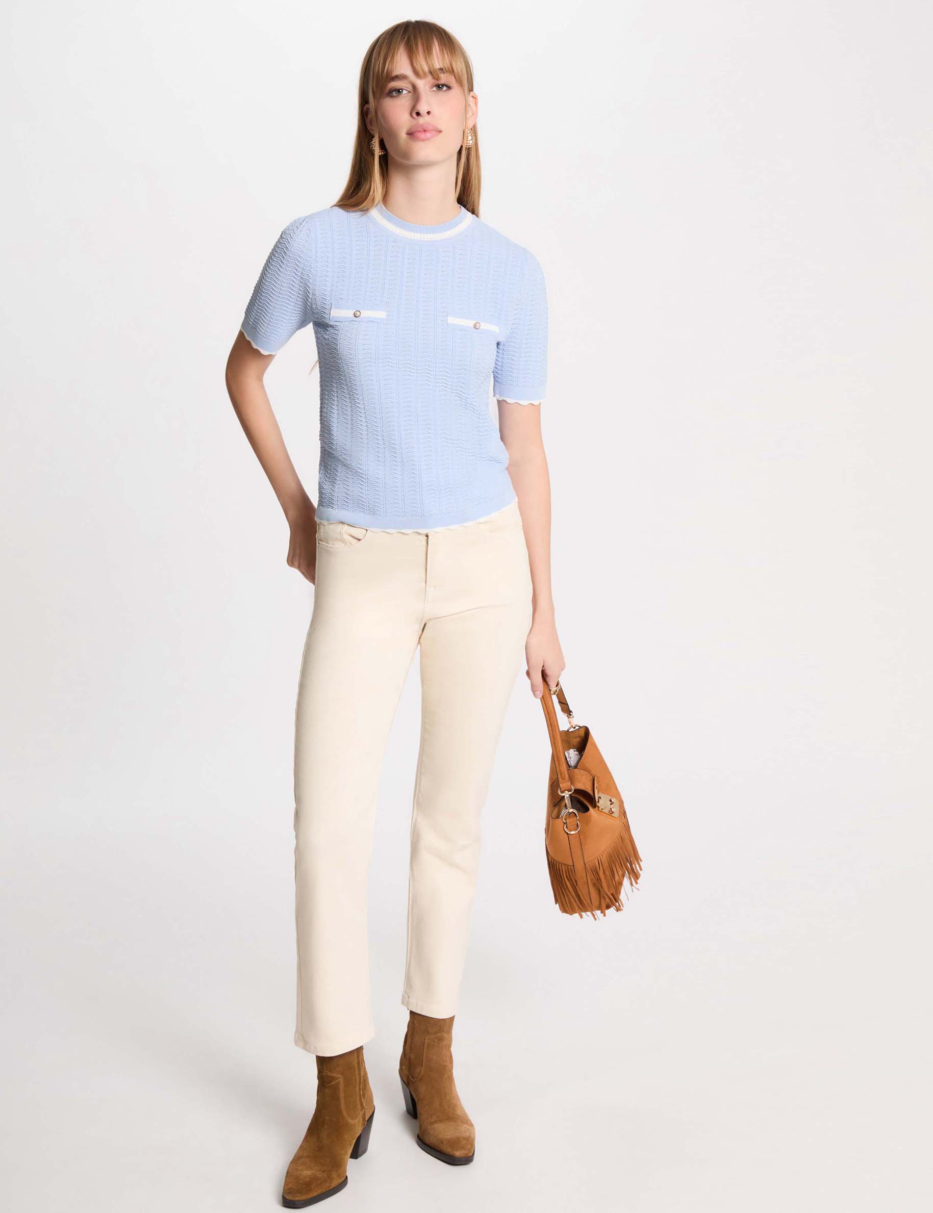 pull manches courtes bleu ciel femme Pull manches courtes bleu ciel femme