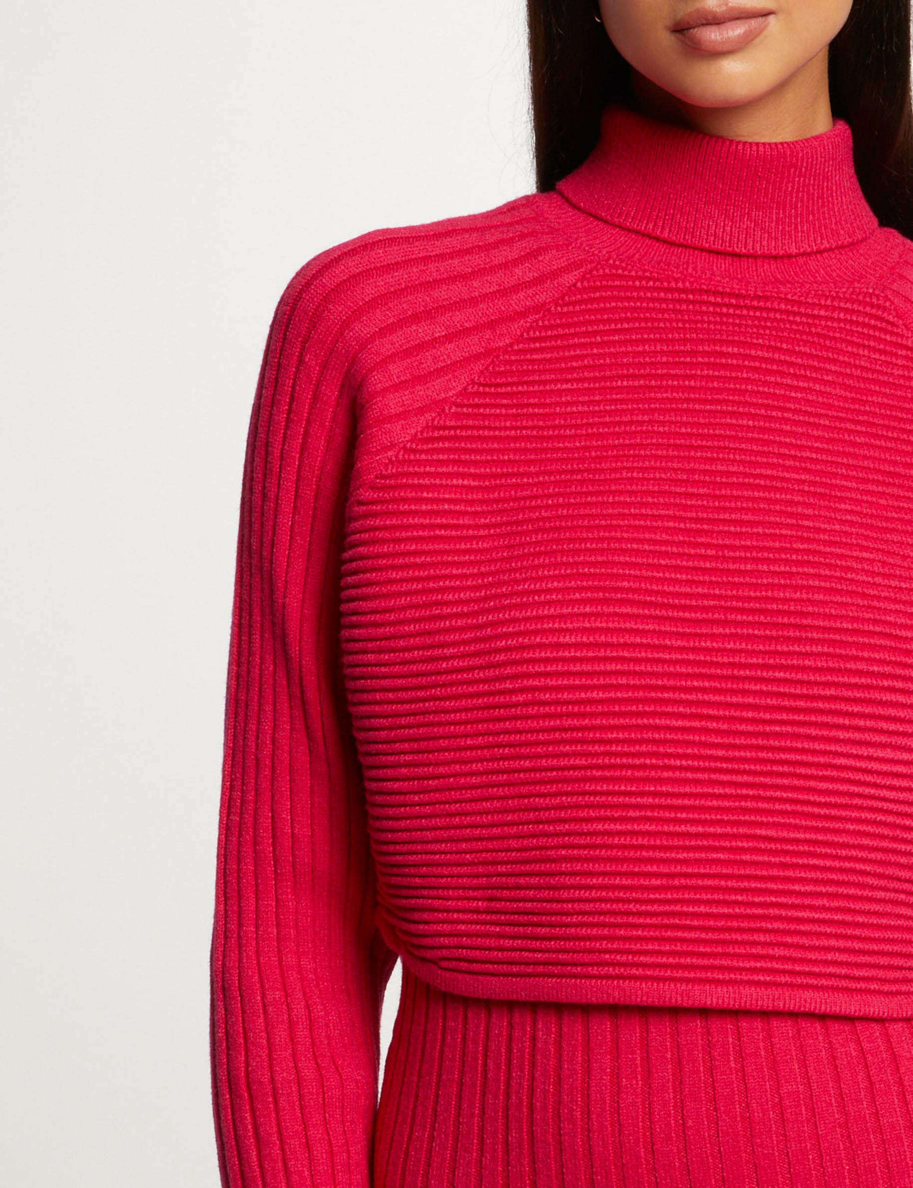 Robe pull midi ajustée effet 2-en-1 rose moyen femme