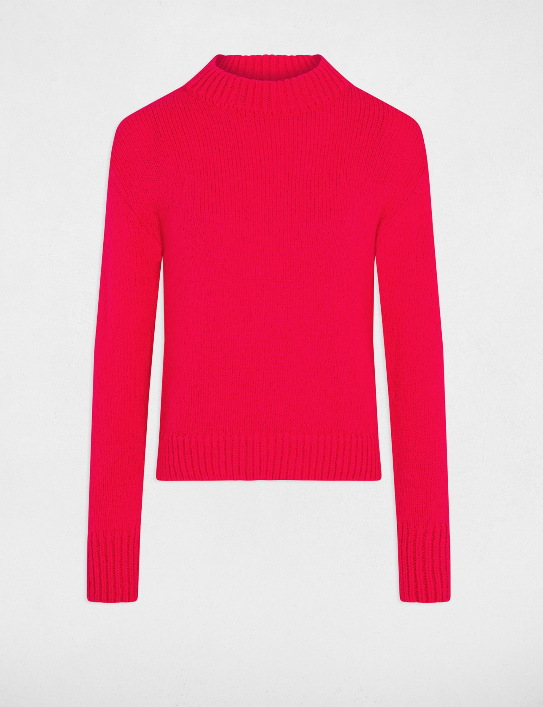 Pull manches longues col montant rose moyen femme
