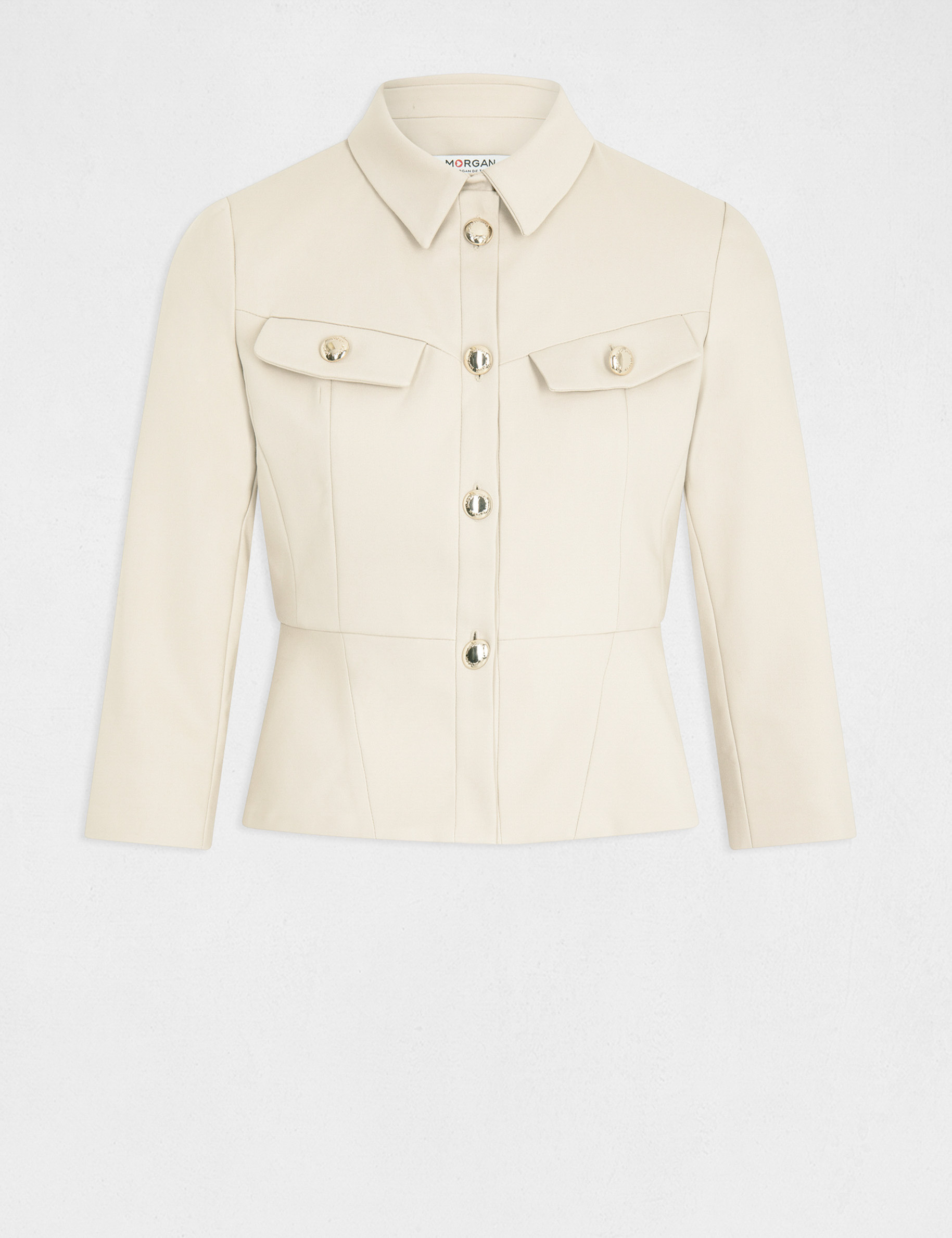 Veste city cintr e manches 3 4 beige femme Morgan