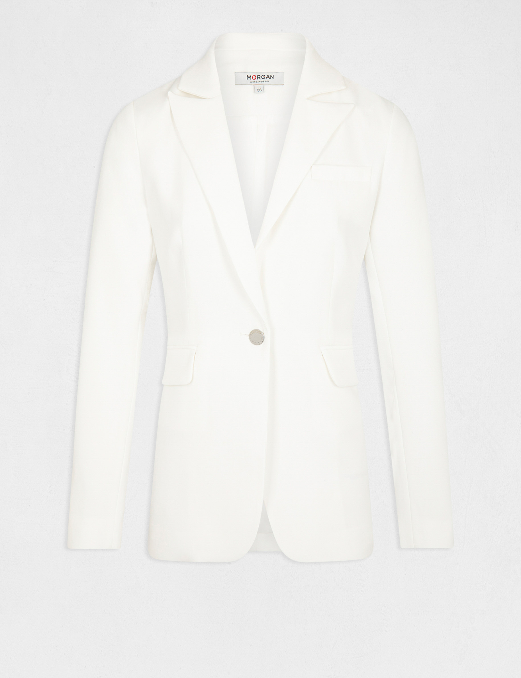 veste city cintree col crante a revers ecru femme Veste city cintrée col cranté à revers ecru femme