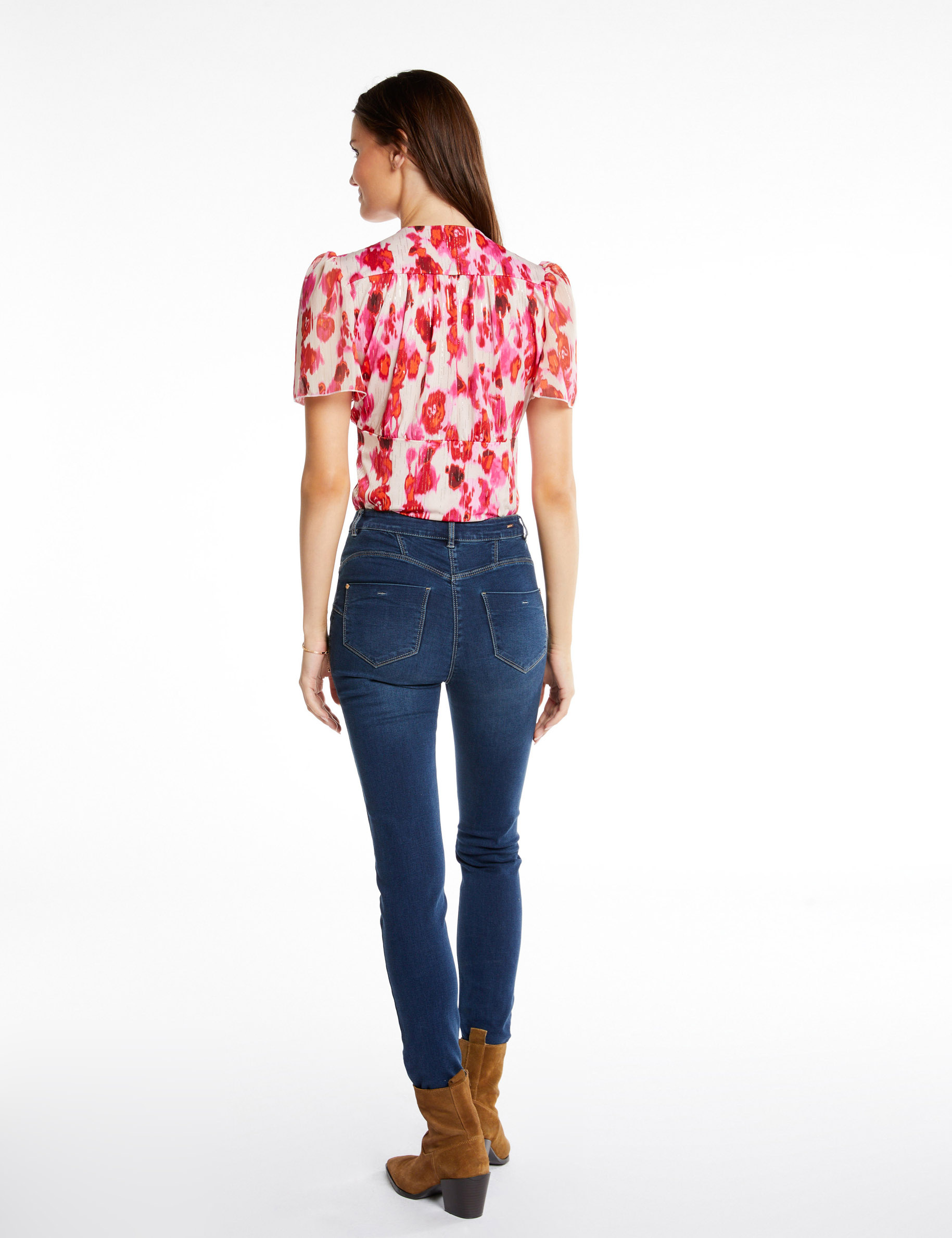 T-shirt manches courtes imprimé végétal multico femme