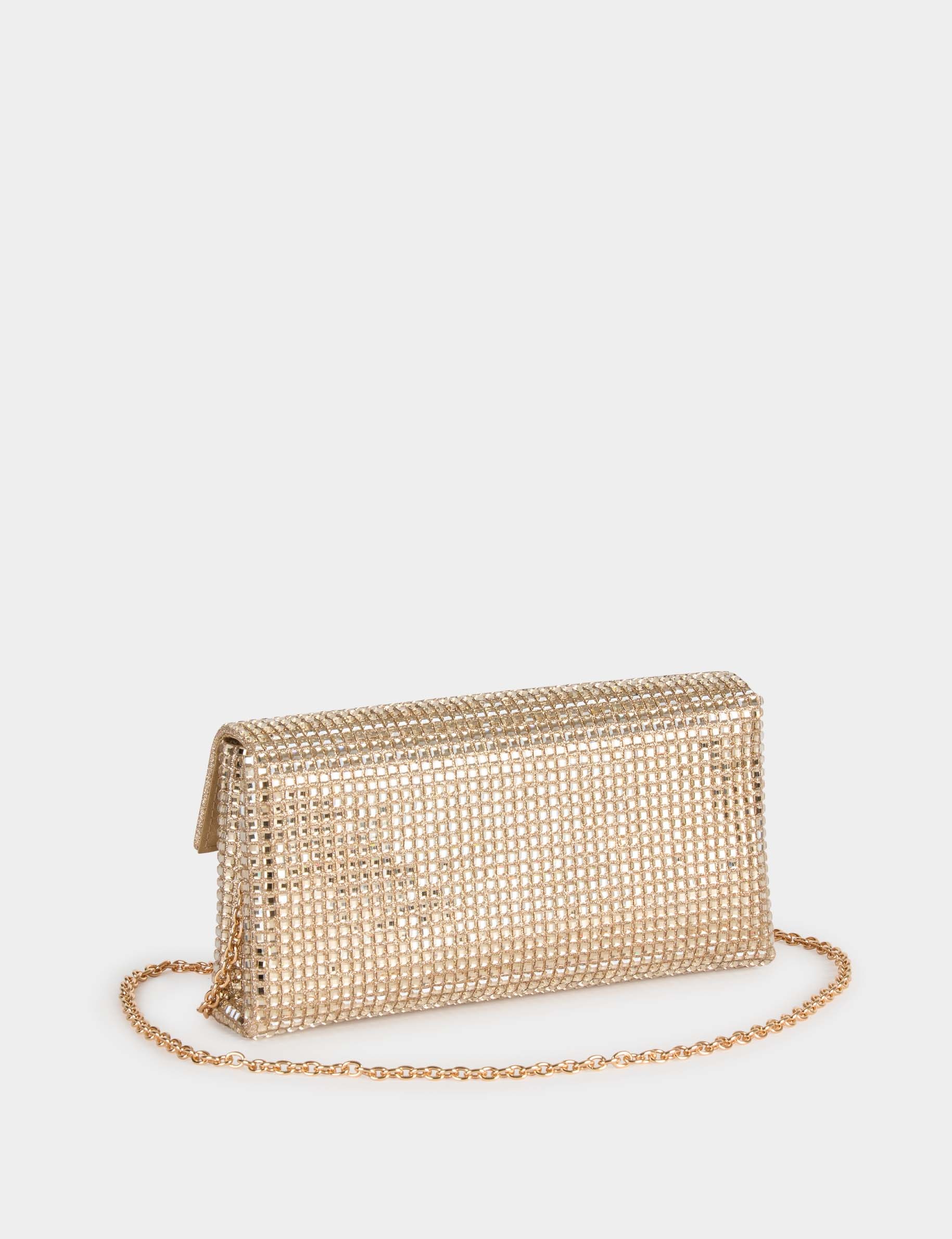 Pochette strass jaune or femme