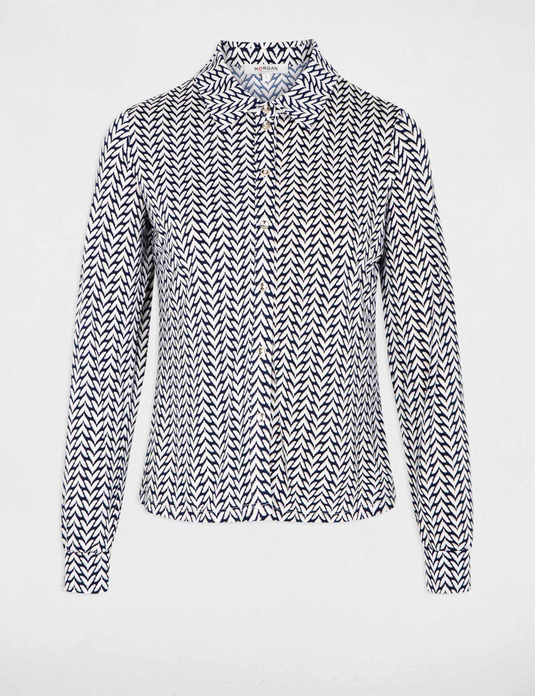 Chemise droite col &agrave; revers blanc femme