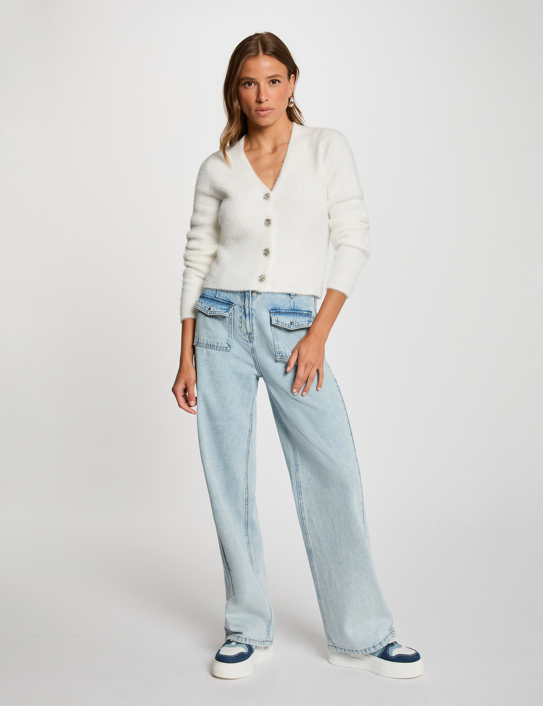 gilet manches longues blanc femme Gilet manches longues blanc femme