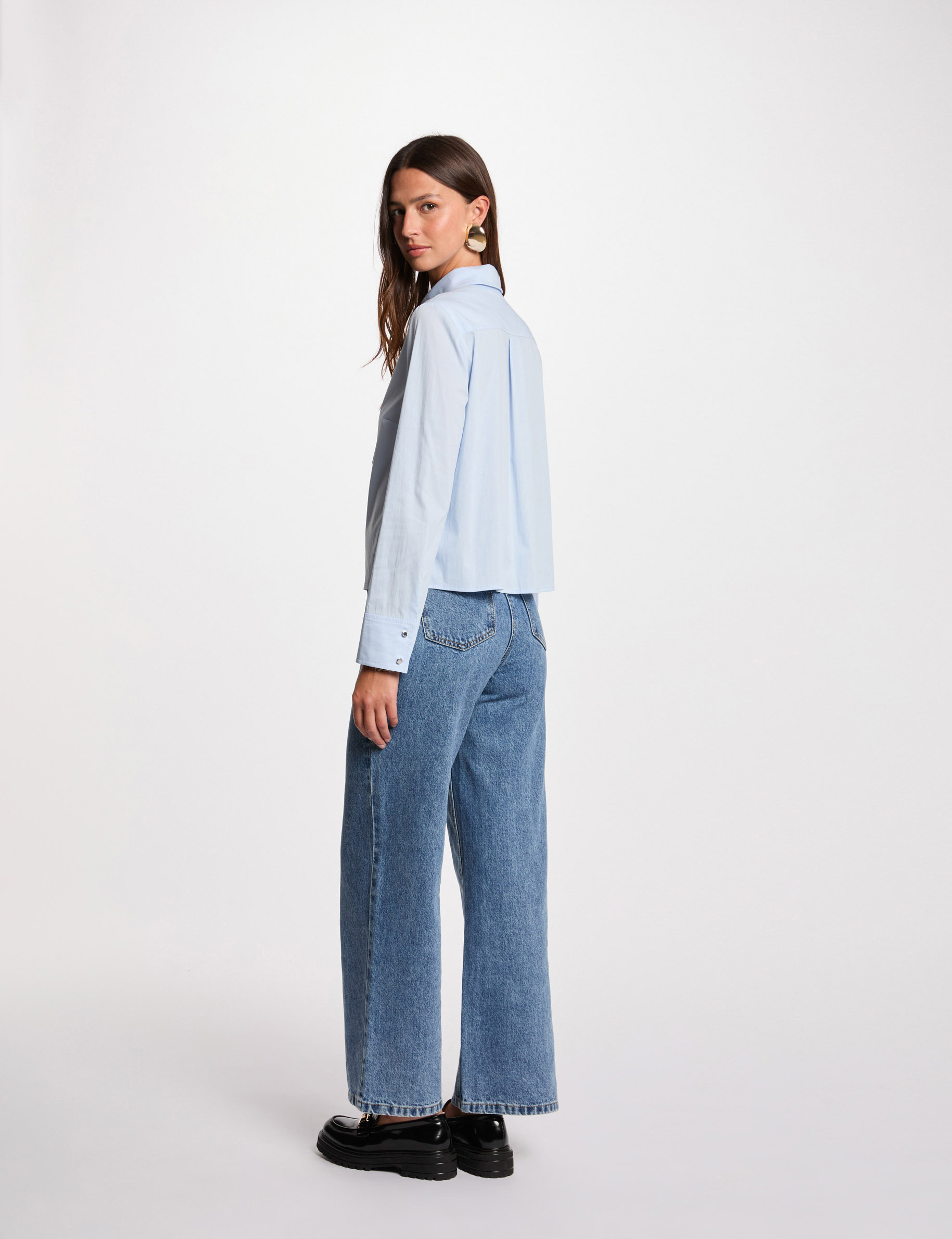 chemise manches longues bleu ciel femme Chemise manches longues bleu ciel femme