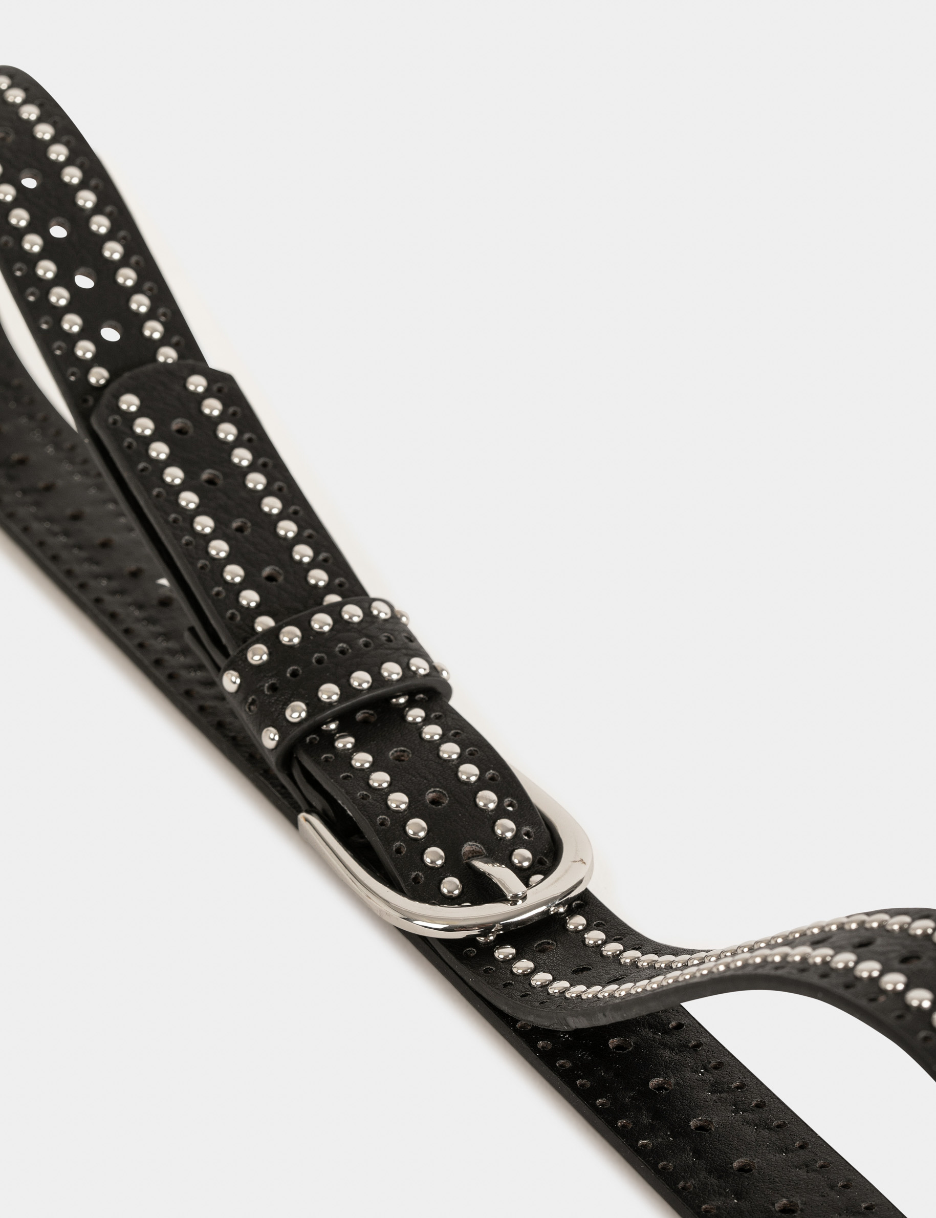 Ceinture avec clous et perforations noir femme Ceinture avec clous et perforations noir femme