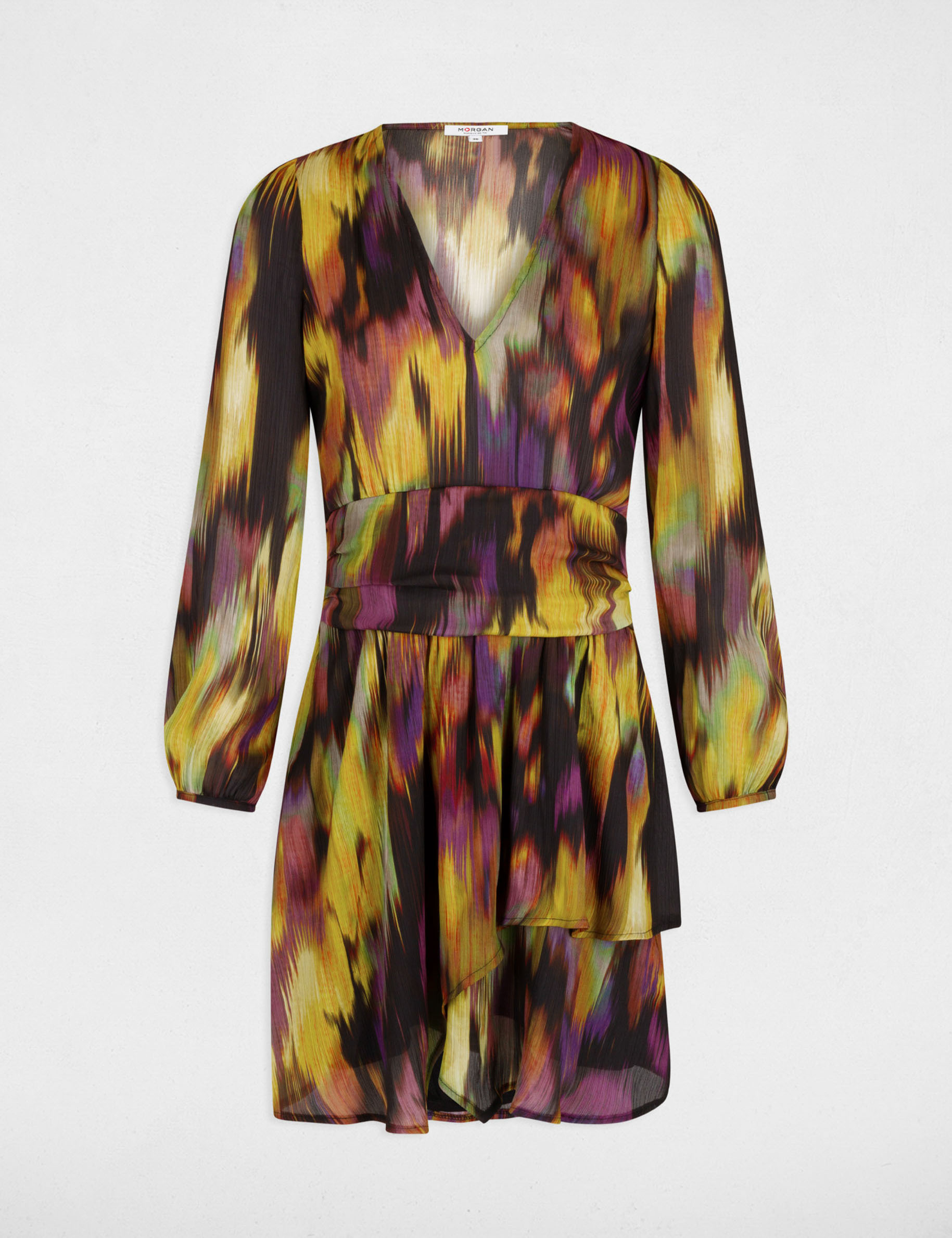 Robe droite fluide imprimé abstrait multico femme Robe droite fluide imprimé abstrait multico femme