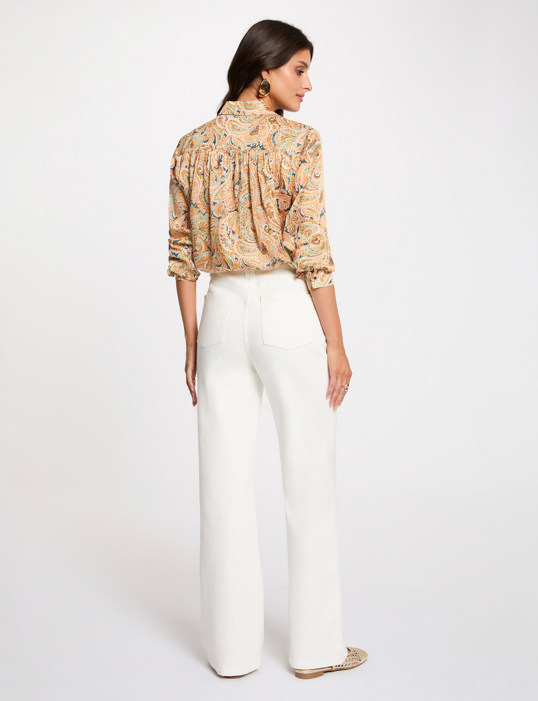 Top satin col &agrave; revers multicolore femme