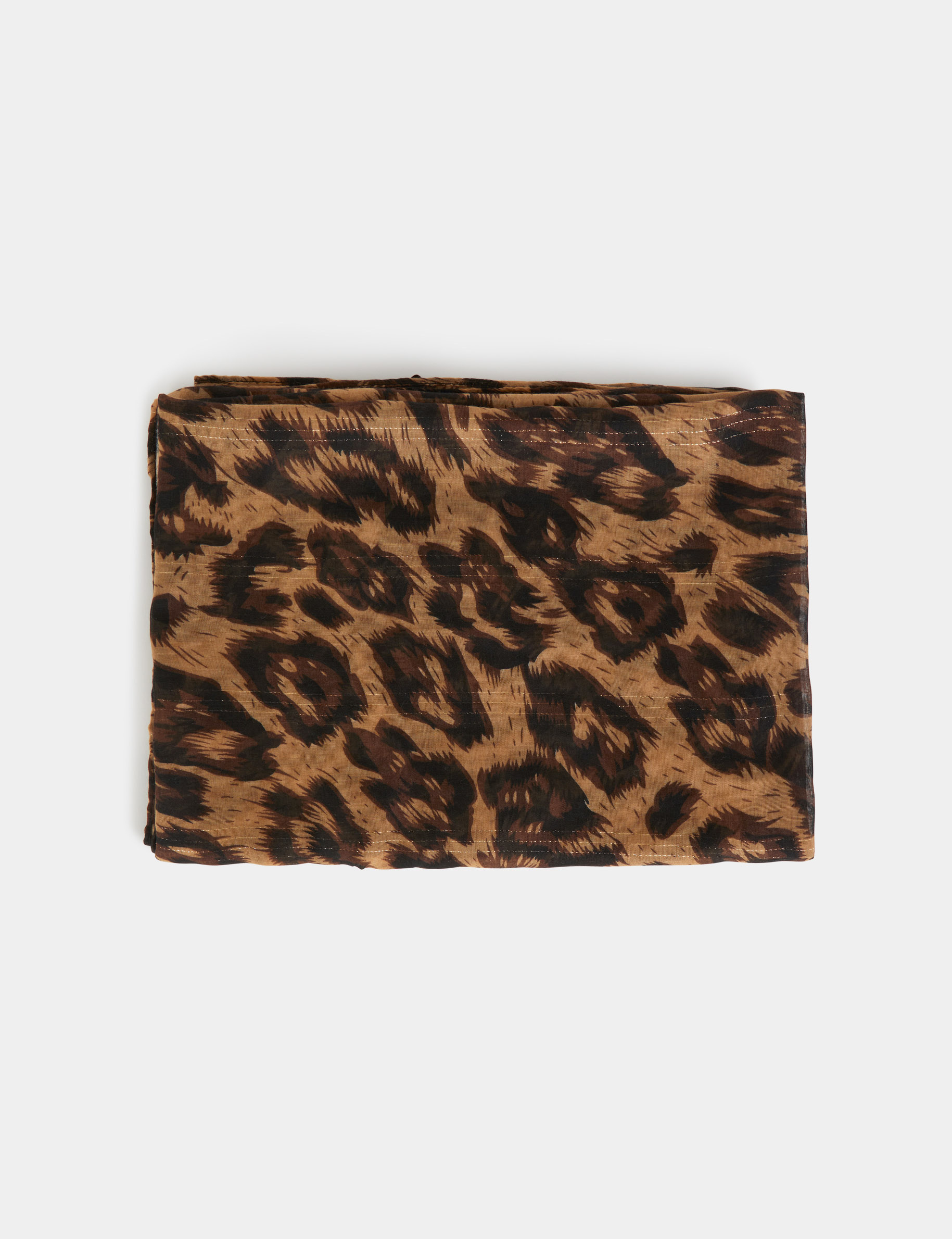 foulard imprime animalier marron femme Foulard imprimé animalier marron femme