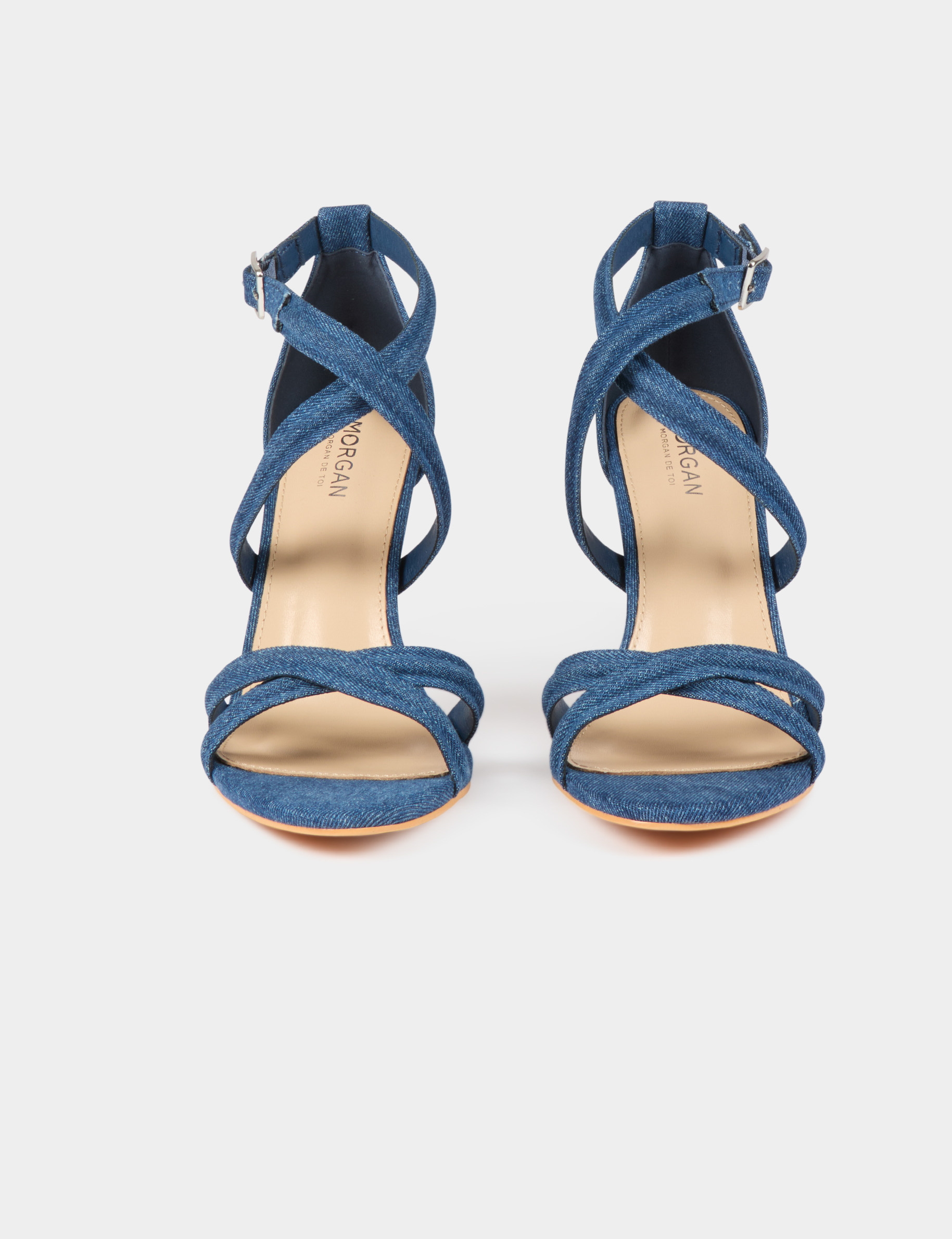 sandales a talons en jean denim brut femme Sandales à talons en jean denim brut femme