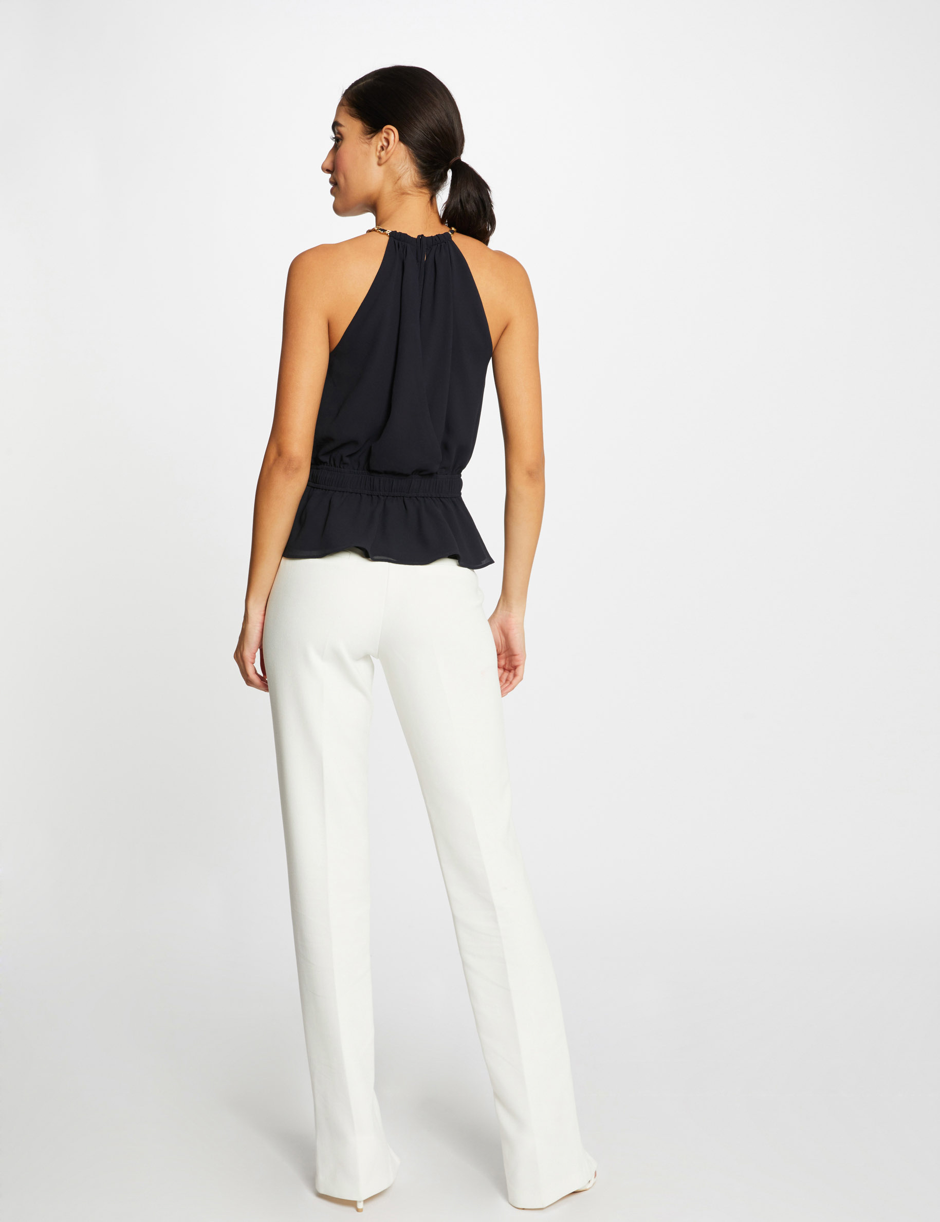 Blouse sans manches à col cache-coeur marine femme Blouse sans manches à col cache-coeur marine femme