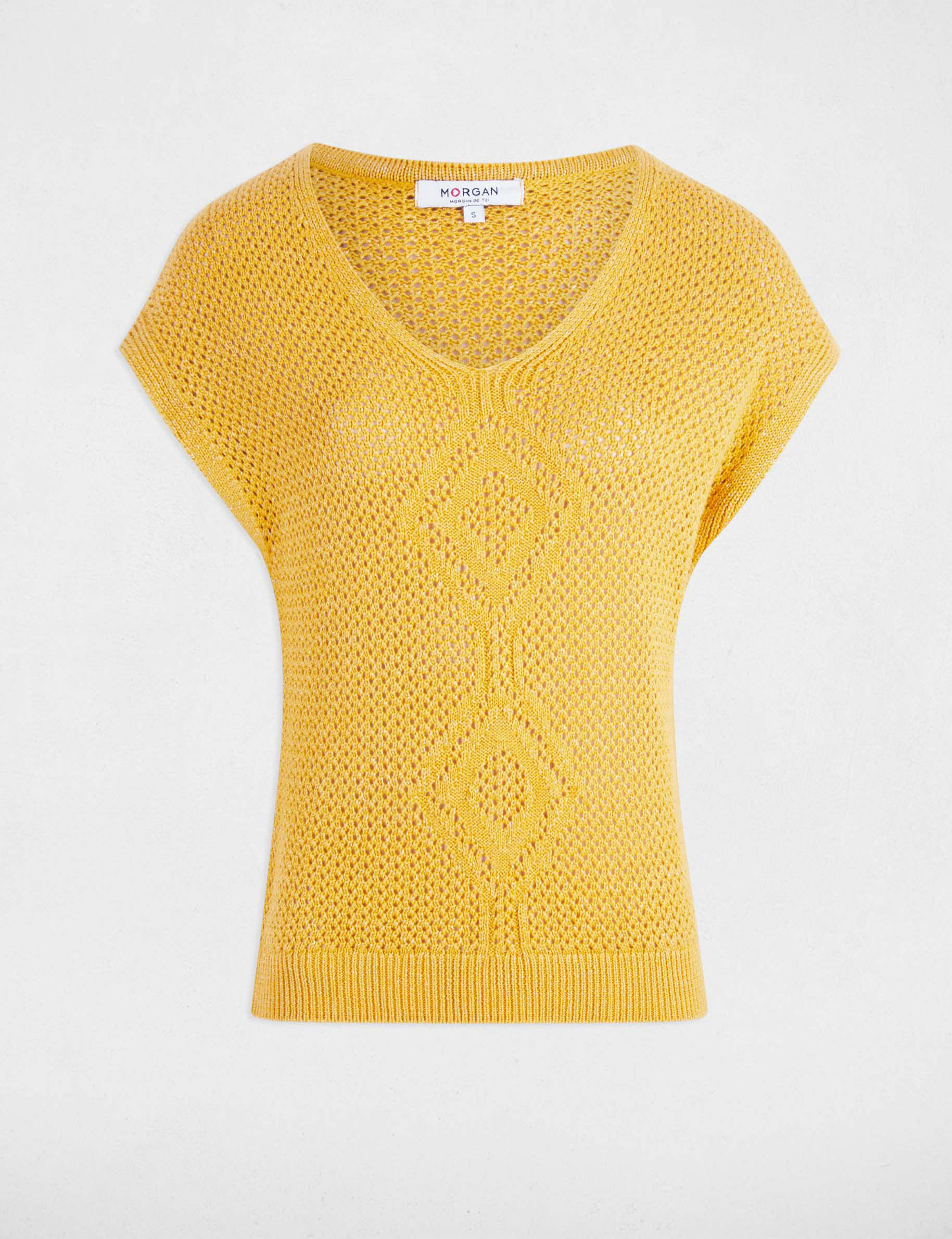 pull manches courtes jaune moutarde femme Pull manches courtes jaune moutarde femme