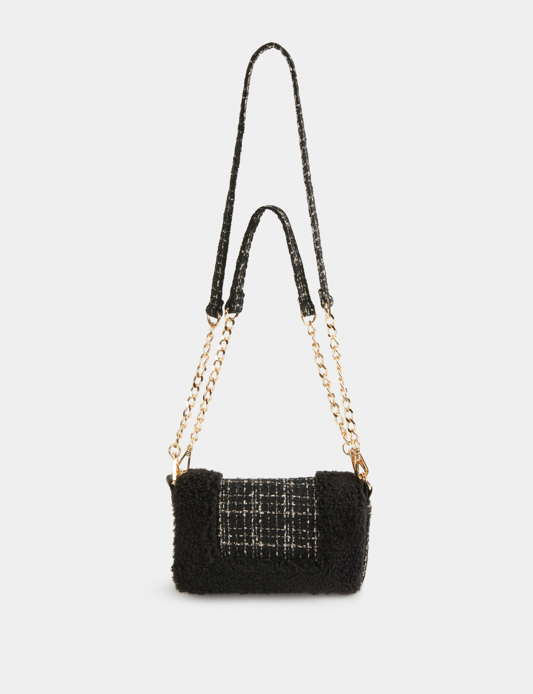 sac pochette details imitation fourrure noir femme Sac pochette détails imitation fourrure noir femme