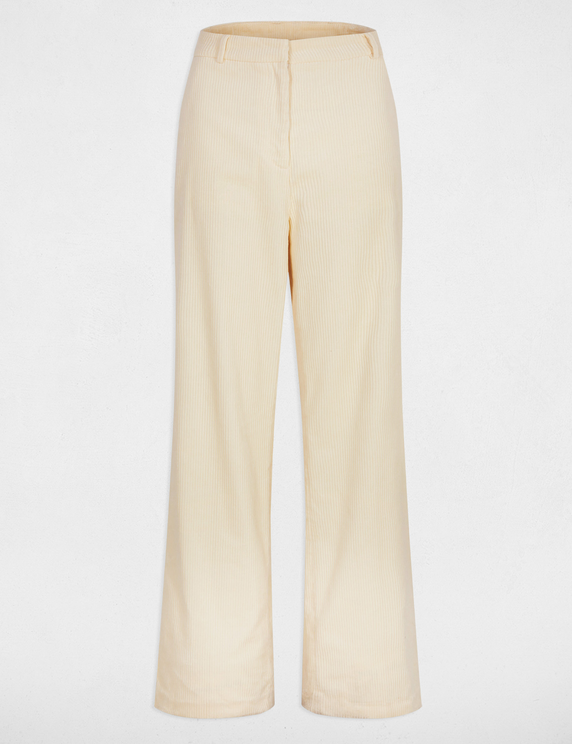 Pantalon large velours ecru femme