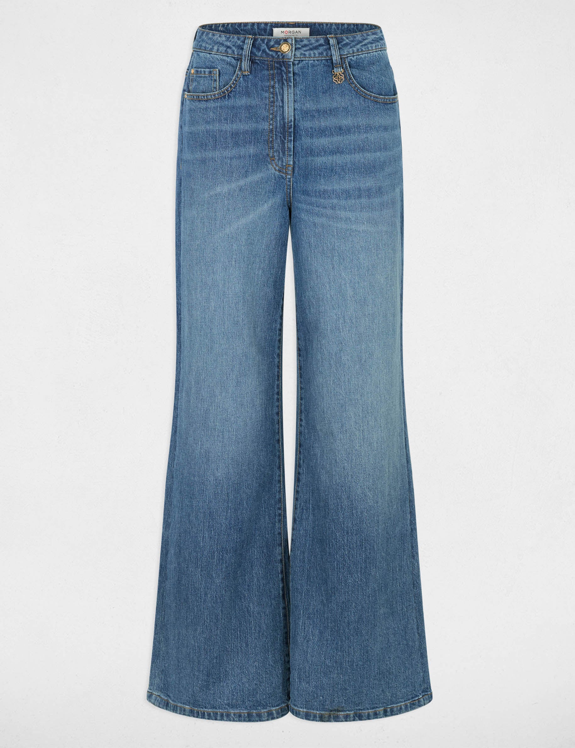 Jean large taille haute denim stone femme