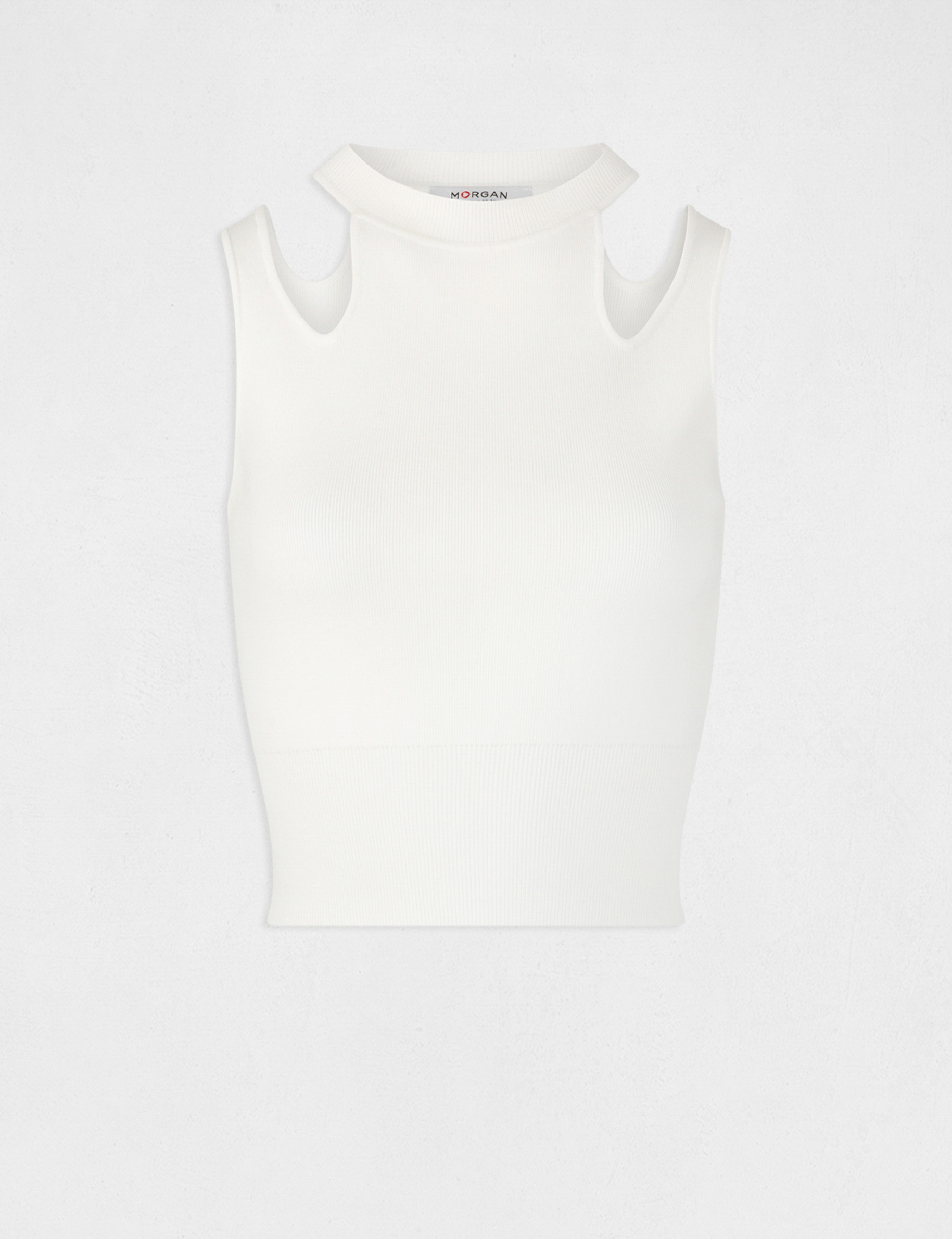 debardeur pull avec ouvertures ecru femme Débardeur pull avec ouvertures ecru femme