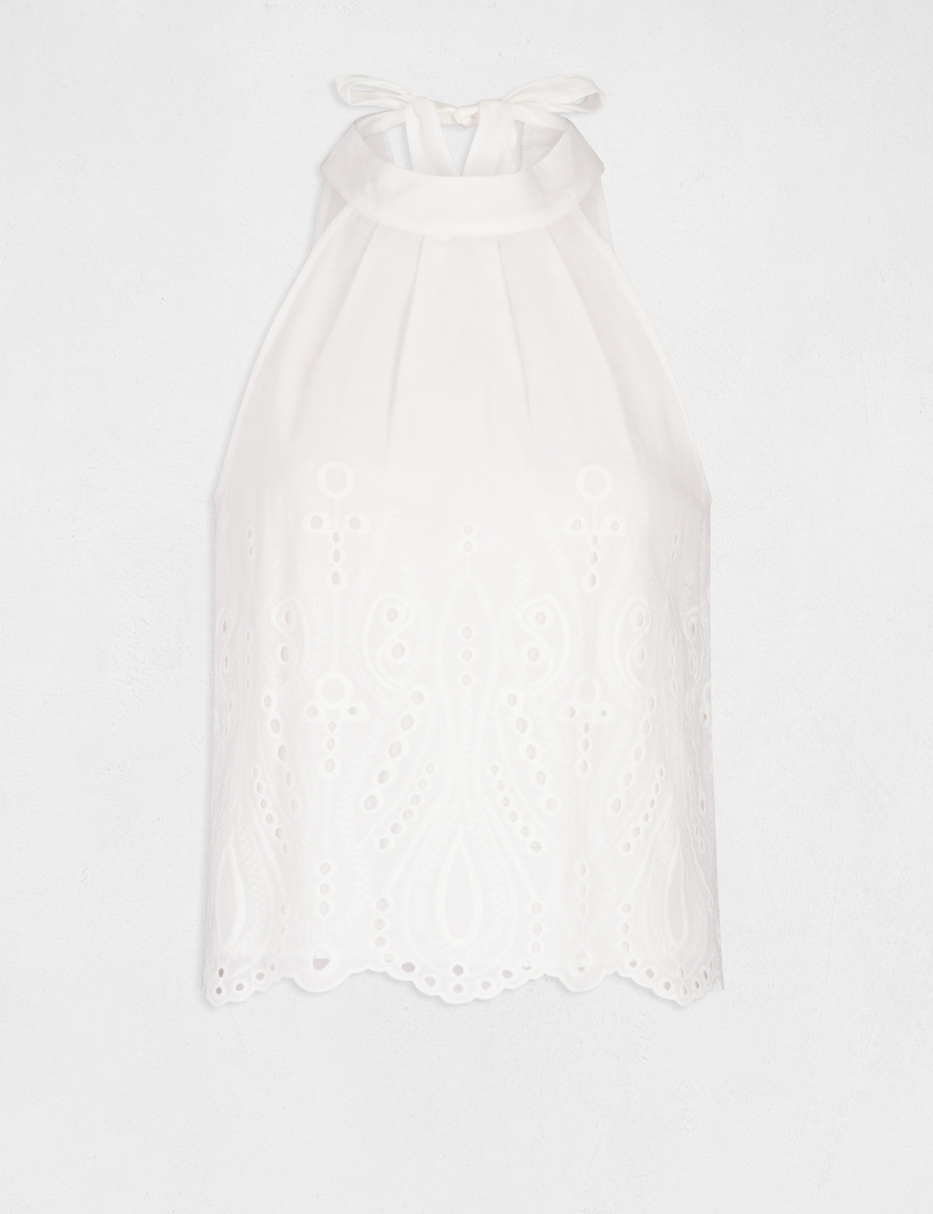 Blouse sans manches avec broderie ecru femme Blouse sans manches avec broderie ecru femme