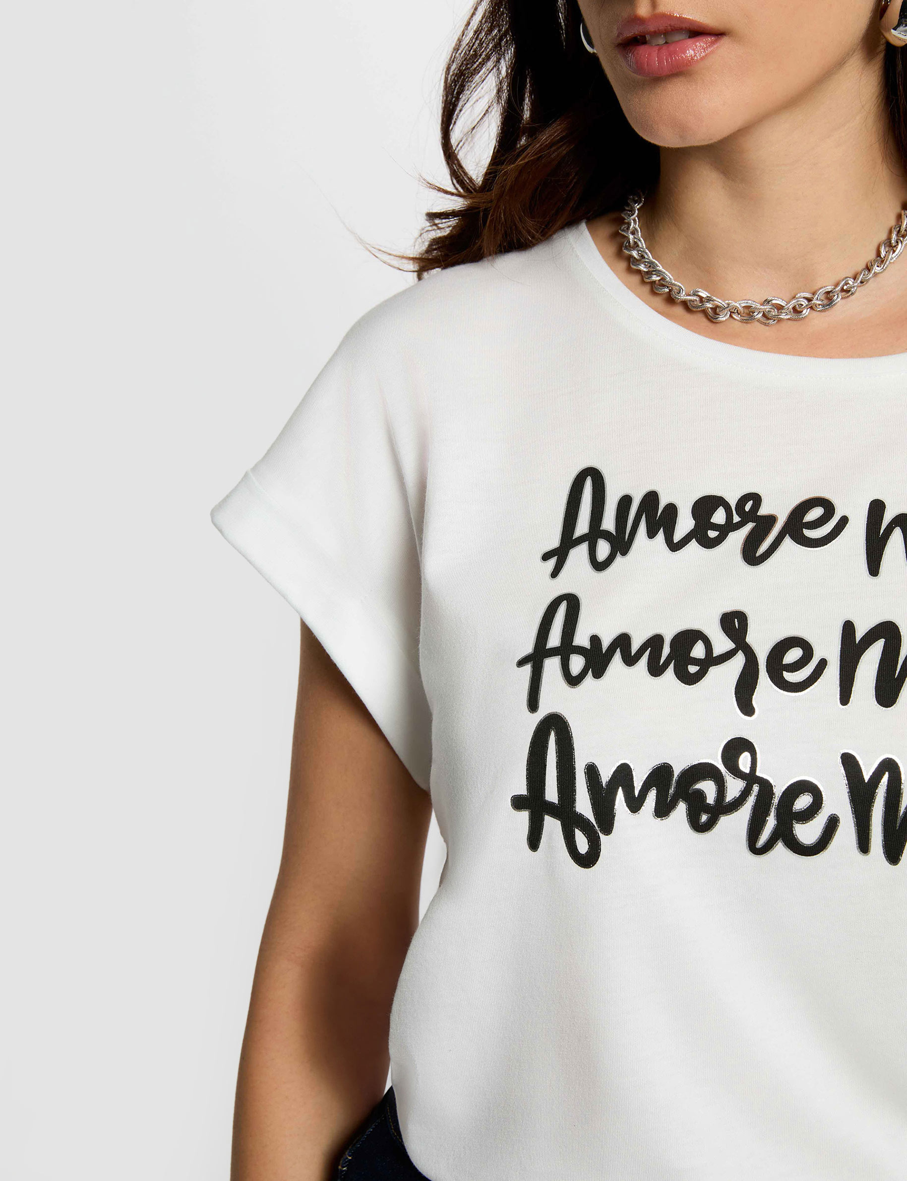 T-shirt col rond blanc femme