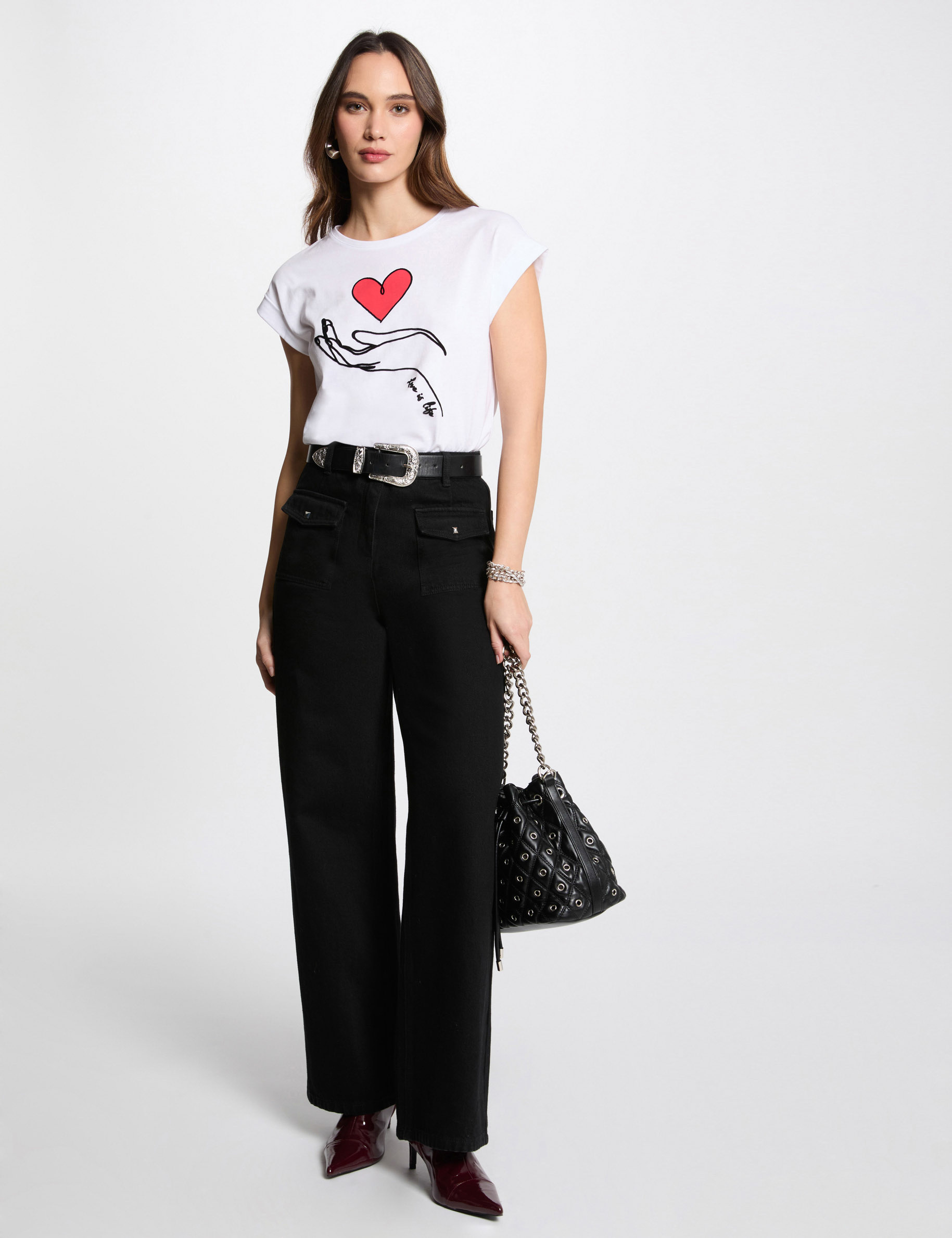 t shirt a inscription blanc femme T-shirt à inscription blanc femme