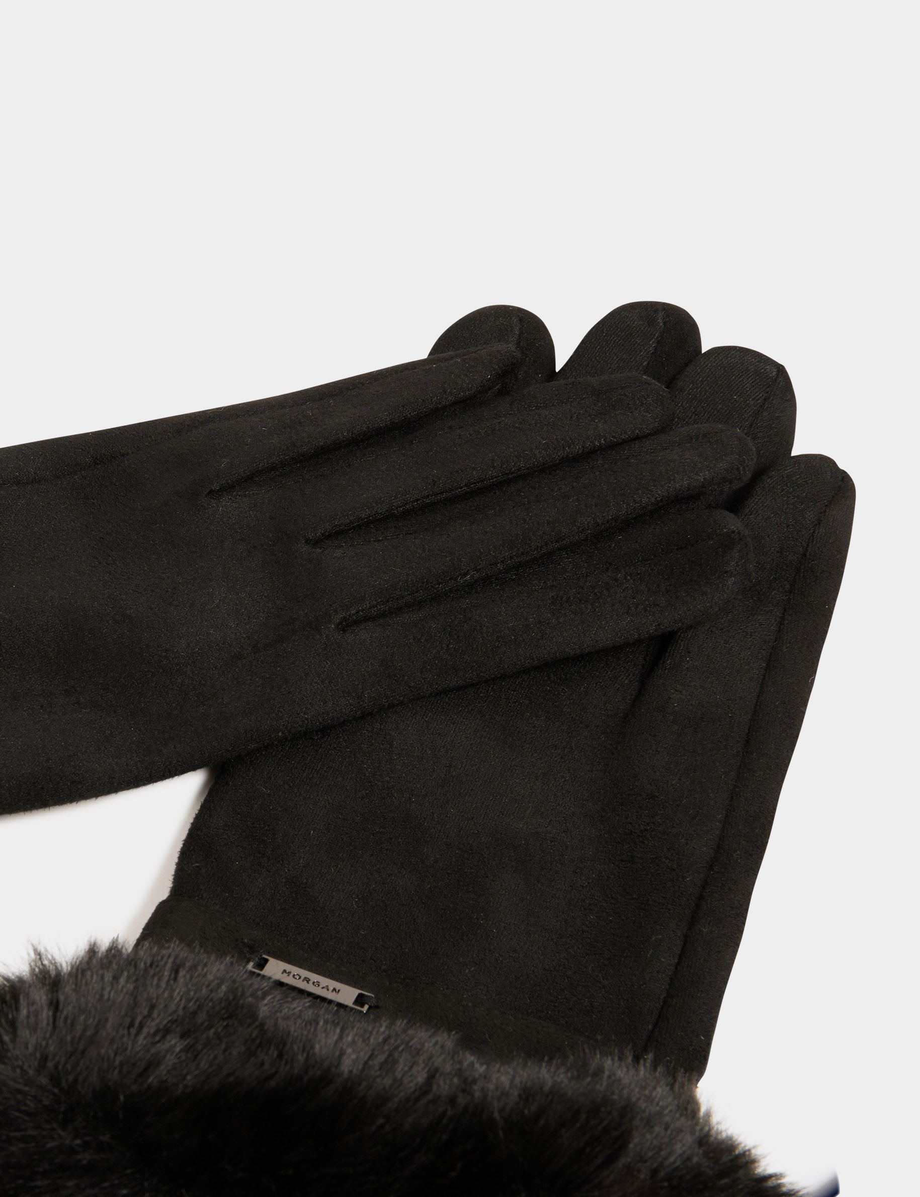 Gants d&eacute;tails fourrure noir femme