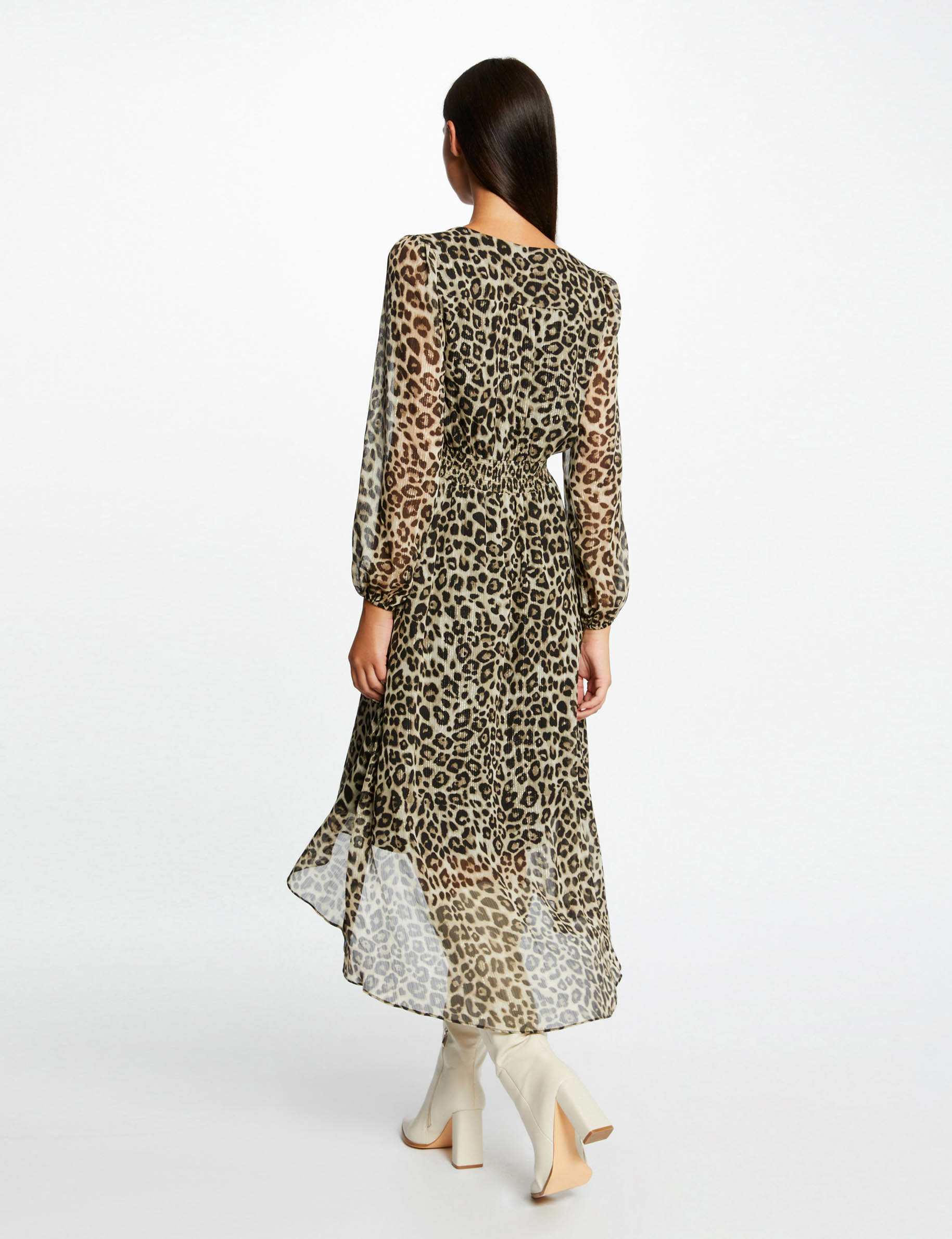 robe midi portefeuille imprime leopard multico femme Robe midi portefeuille imprimé léopard multico femme