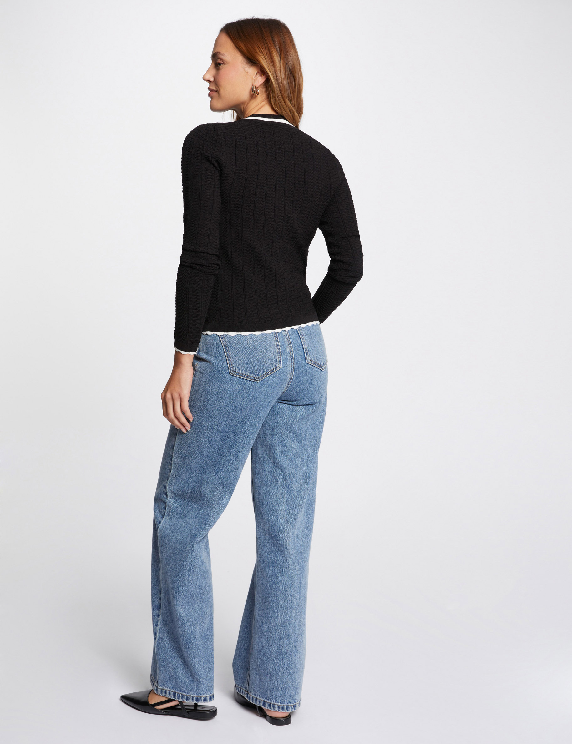 pull manches longues col rond noir femme Pull manches longues col rond noir femme