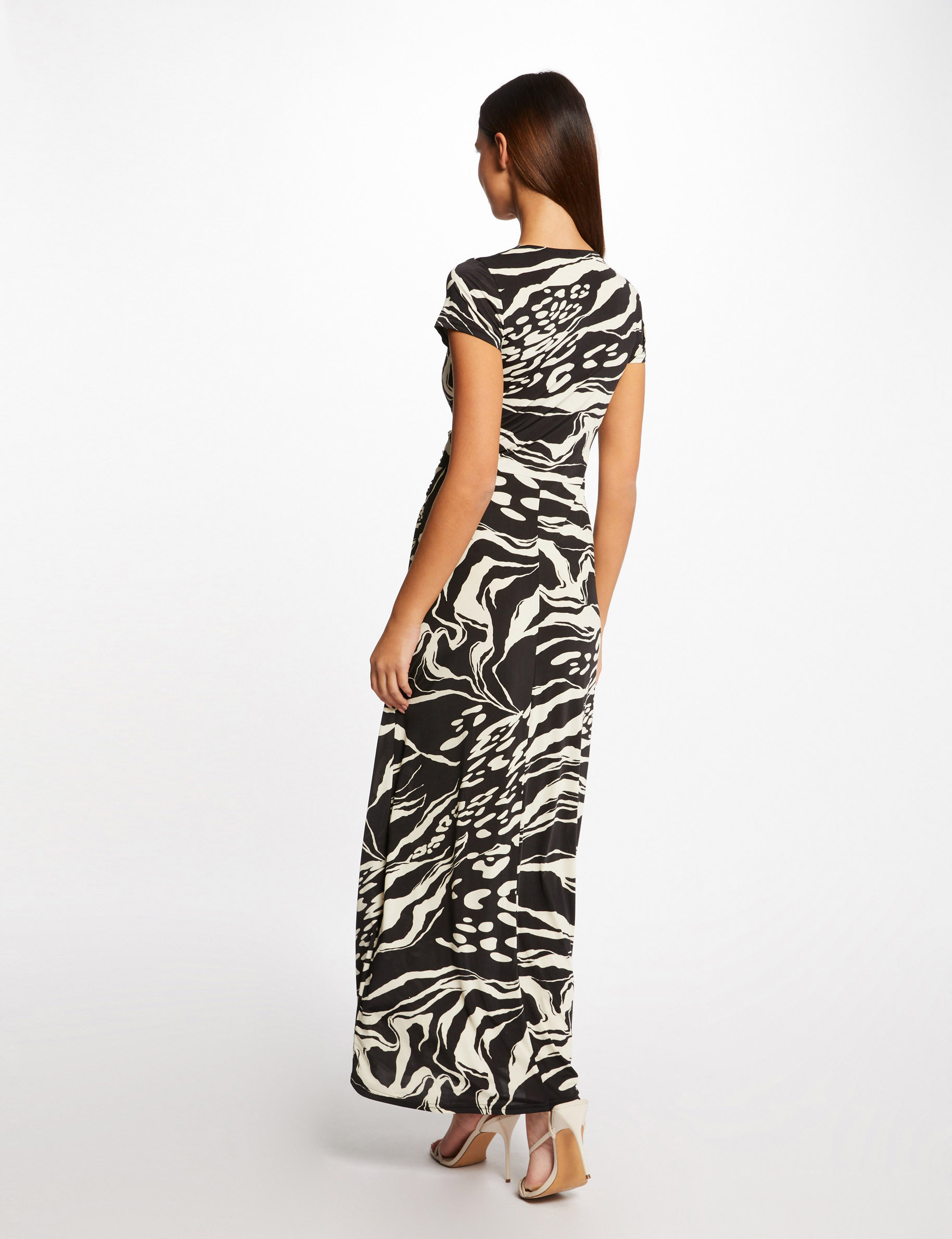 Robe longue droite imprimé abstrait noir femme Robe longue droite imprimé abstrait noir femme