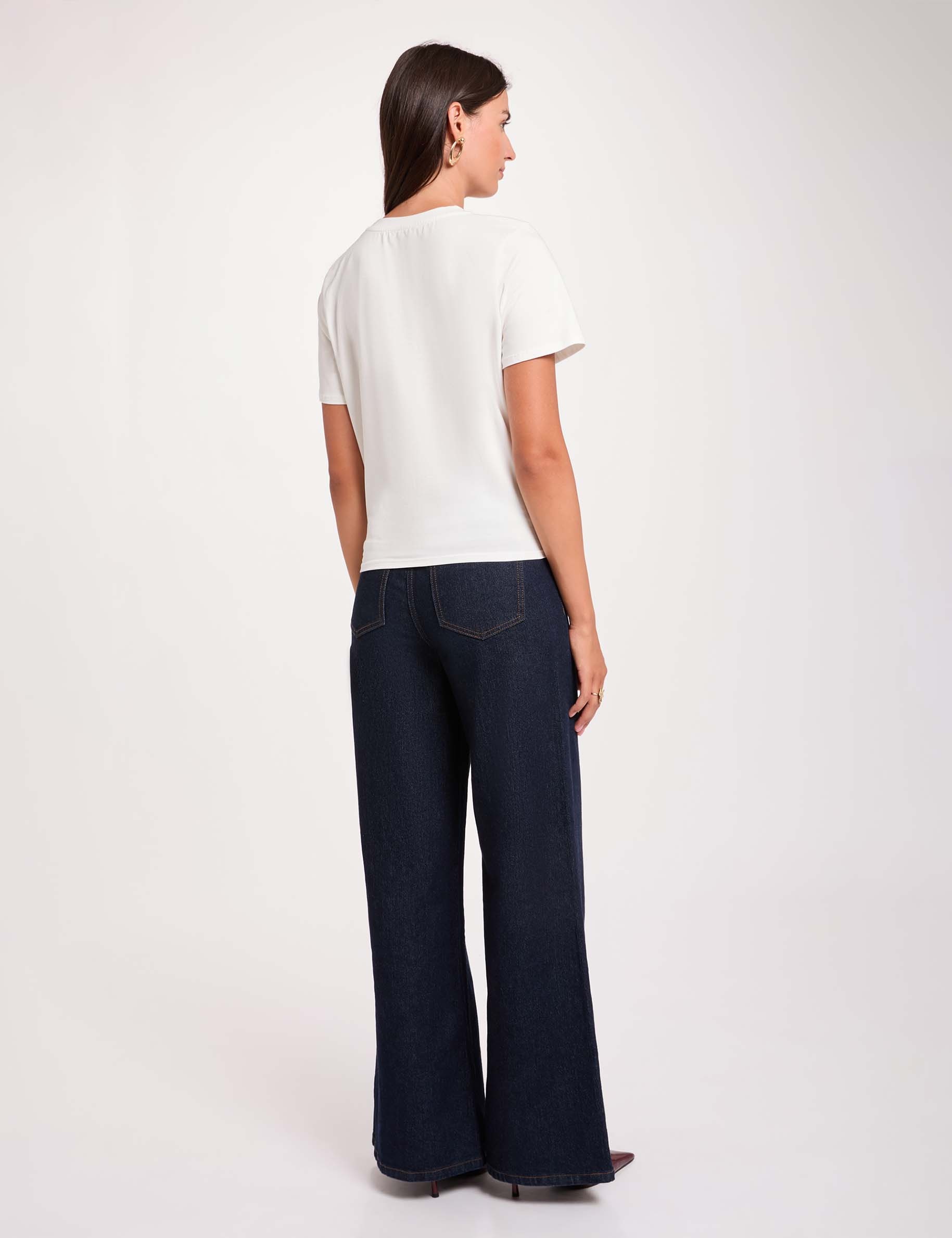 T-shirt noeud col rond blanc femme