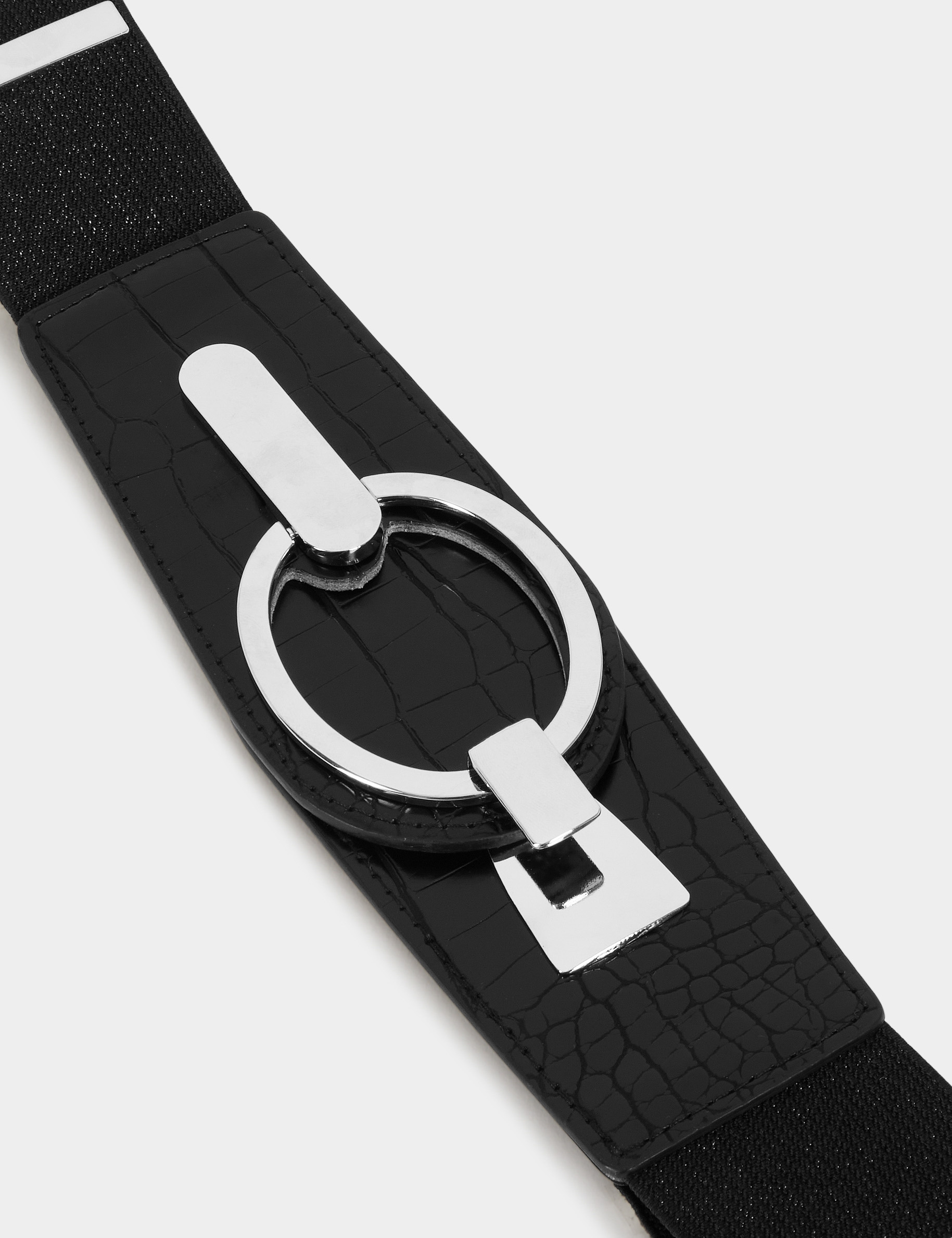Ceinture élastiquée avec ornements noir femme