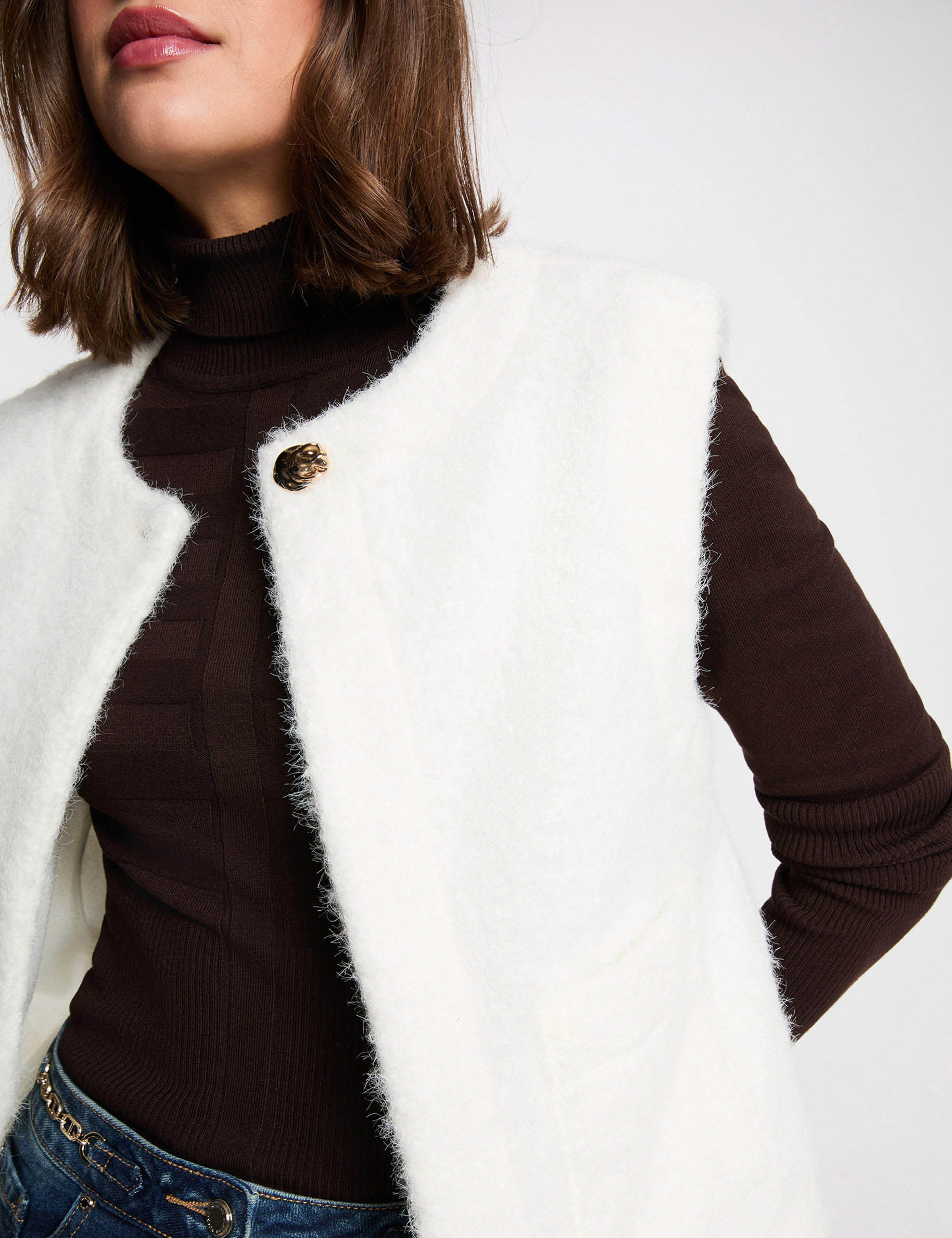 Veste sans manches ivoire femme Morgan