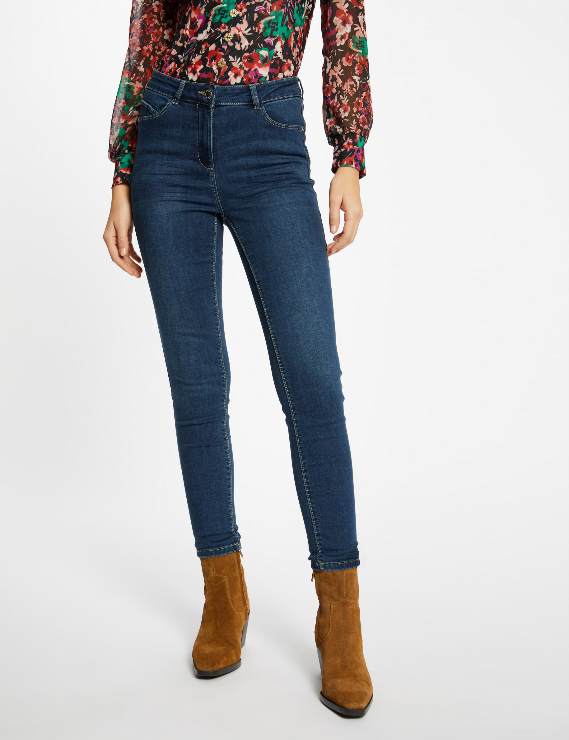 Jeans slim taille haute 7/8ème jean brut femme Jeans slim taille haute 7/8ème jean brut femme