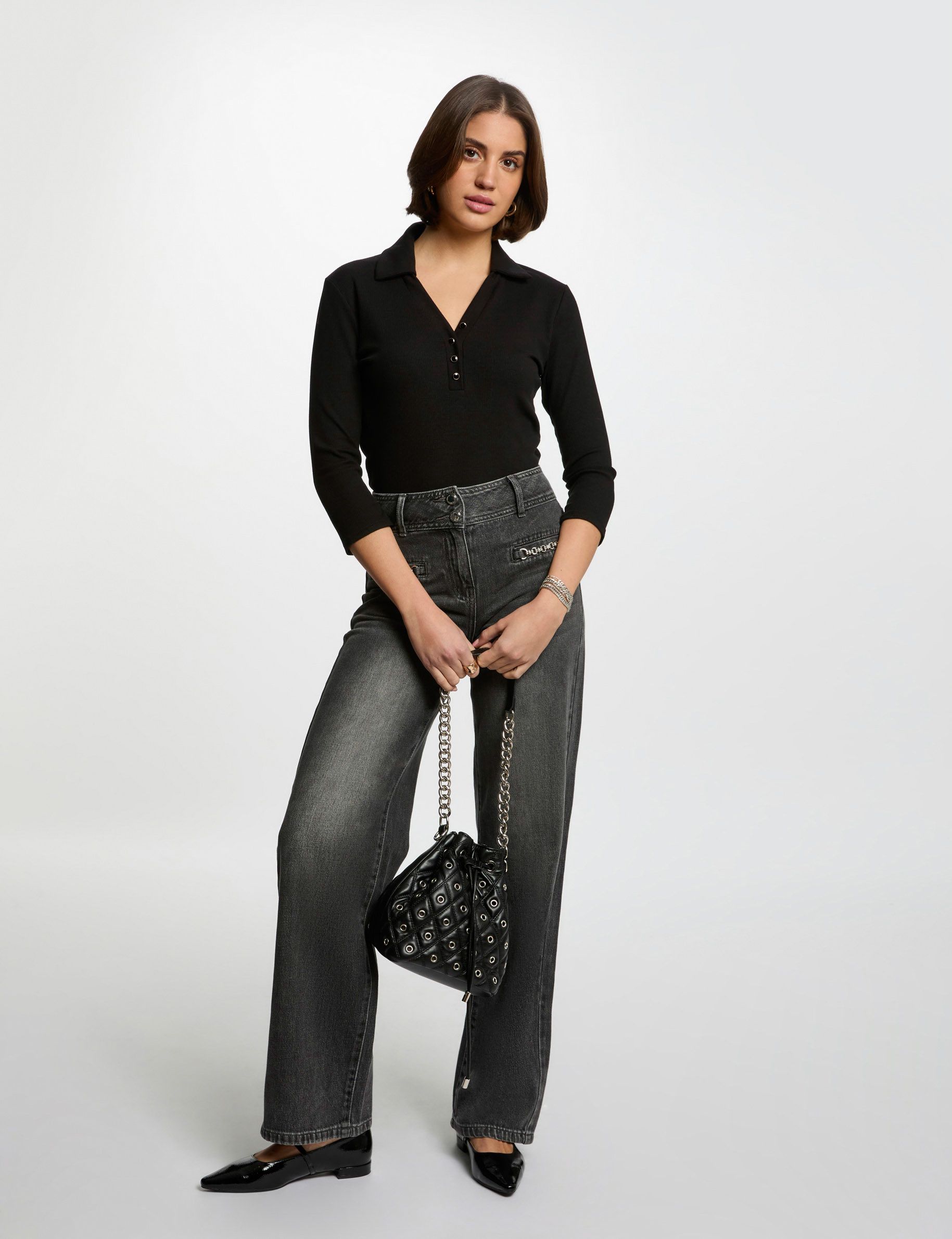 t shirt manches longues noir femme T-shirt manches longues noir femme