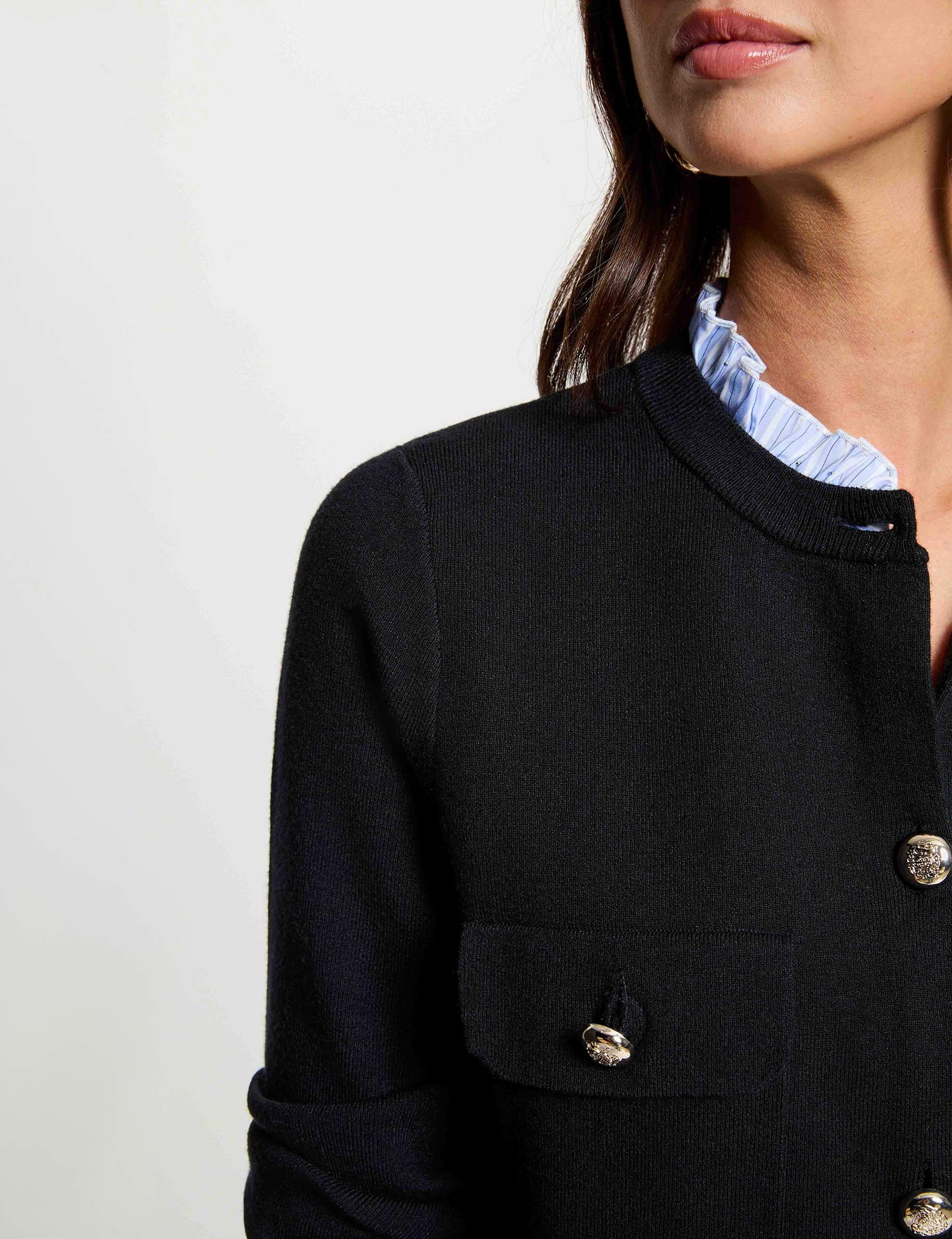 Gilet col &agrave; revers bleu marine femme