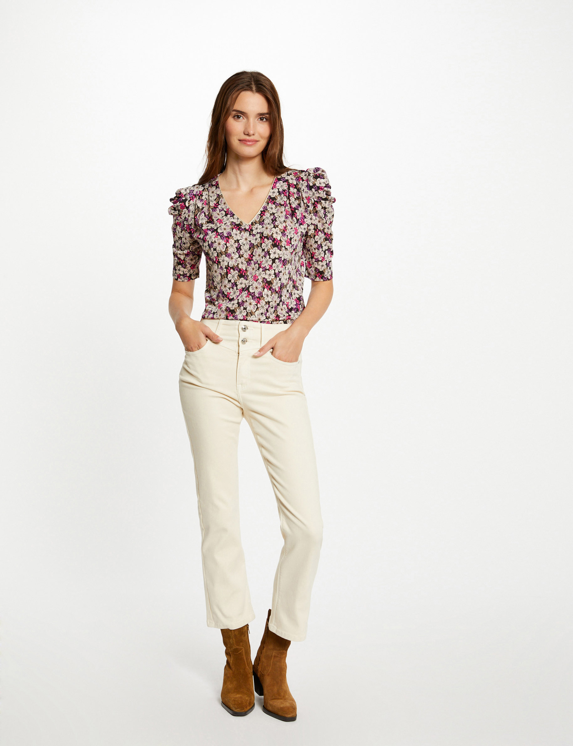 T-shirt manches courtes imprimé floral multico femme