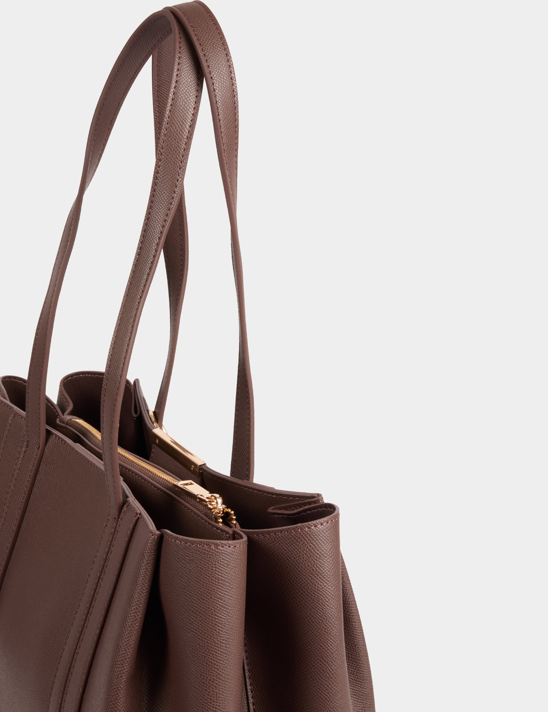 Sac cabas similicuir marron fonc&eacute; femme
