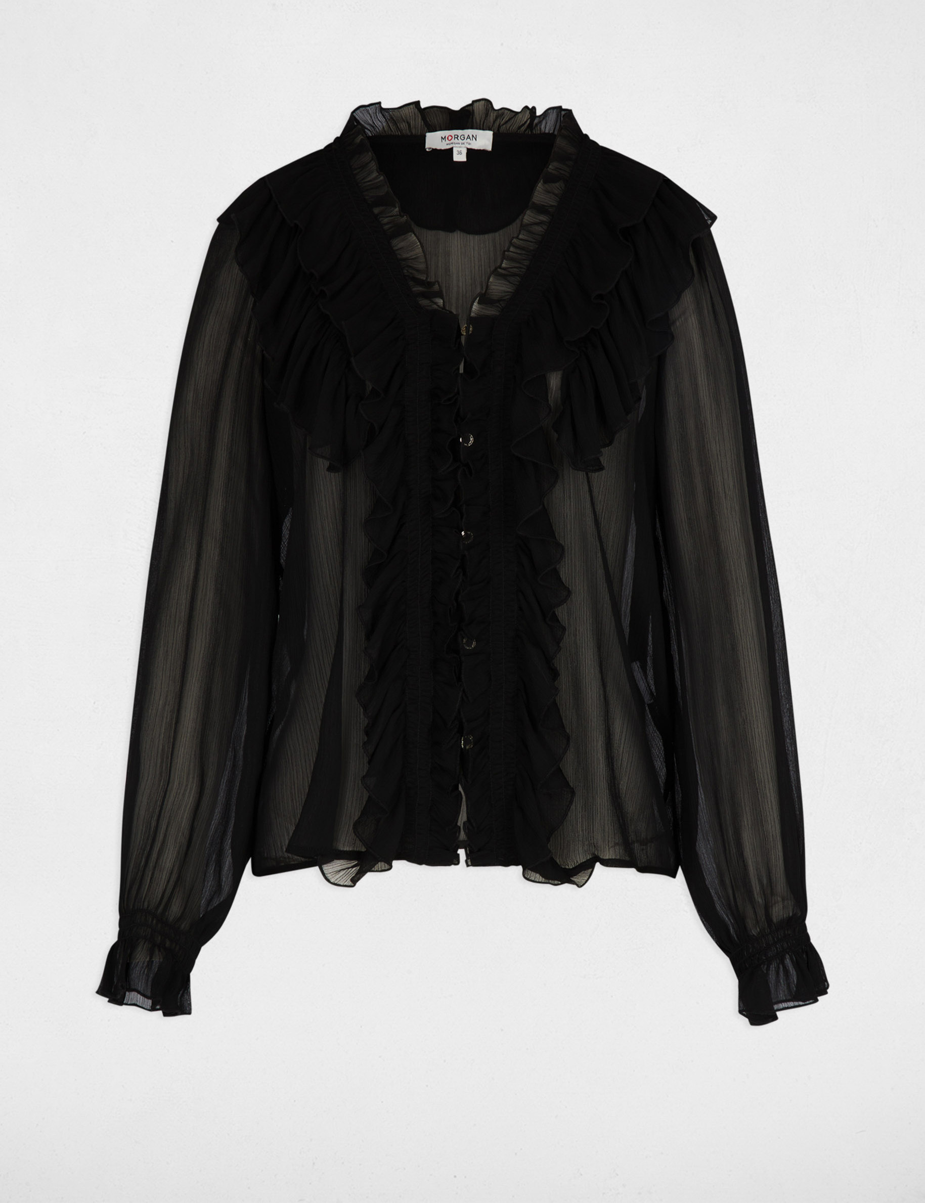 Chemise fluide col v noir femme