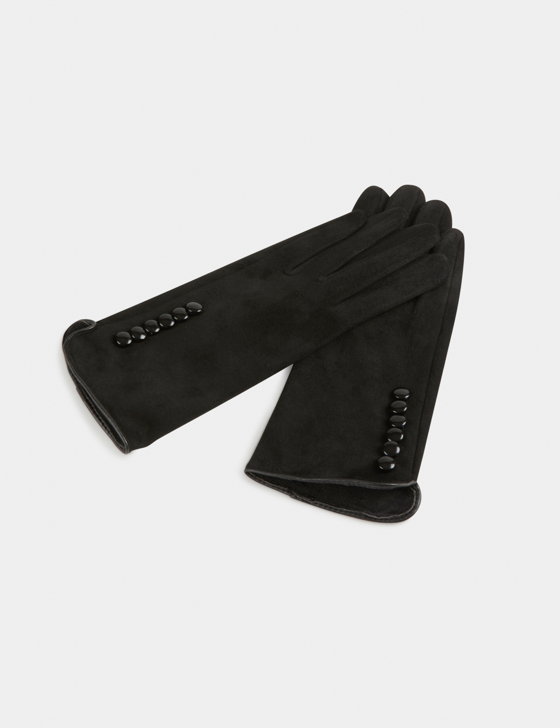 gants avec boutons noir femme Gants avec boutons noir femme