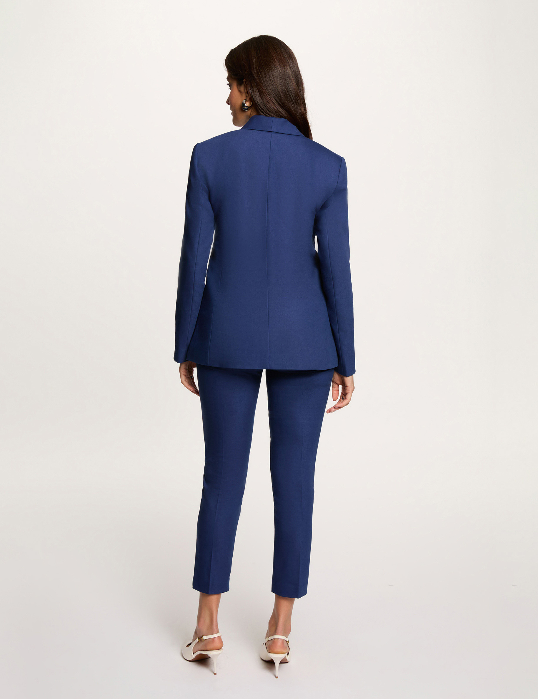 Pantalon cigarette 7/8&egrave;me bleu marine femme