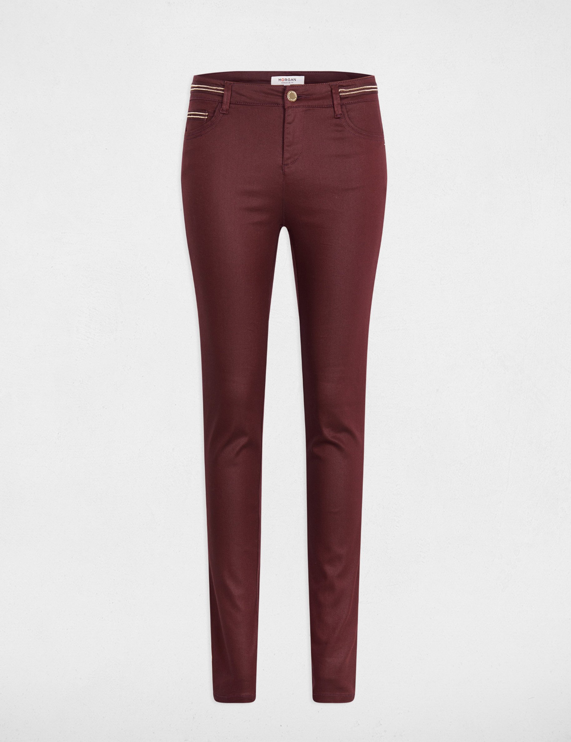pantalon slim enduit prune femme Pantalon slim enduit prune femme
