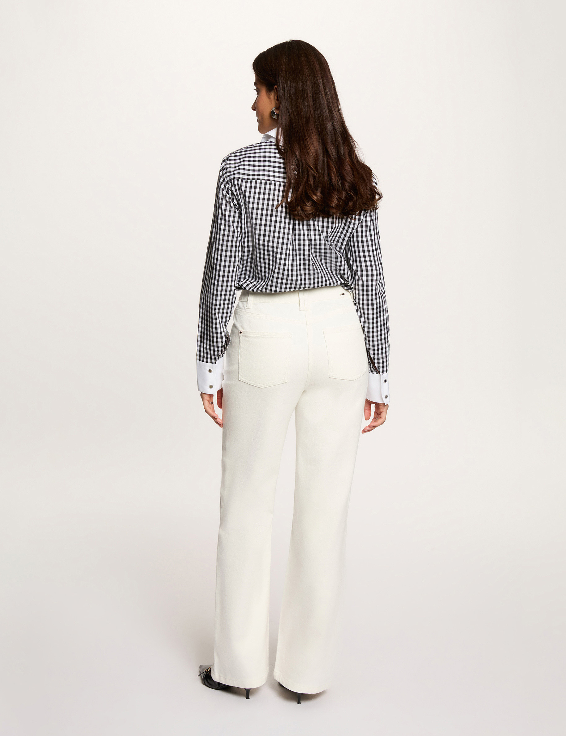 Jean large 7/8 blanc femme