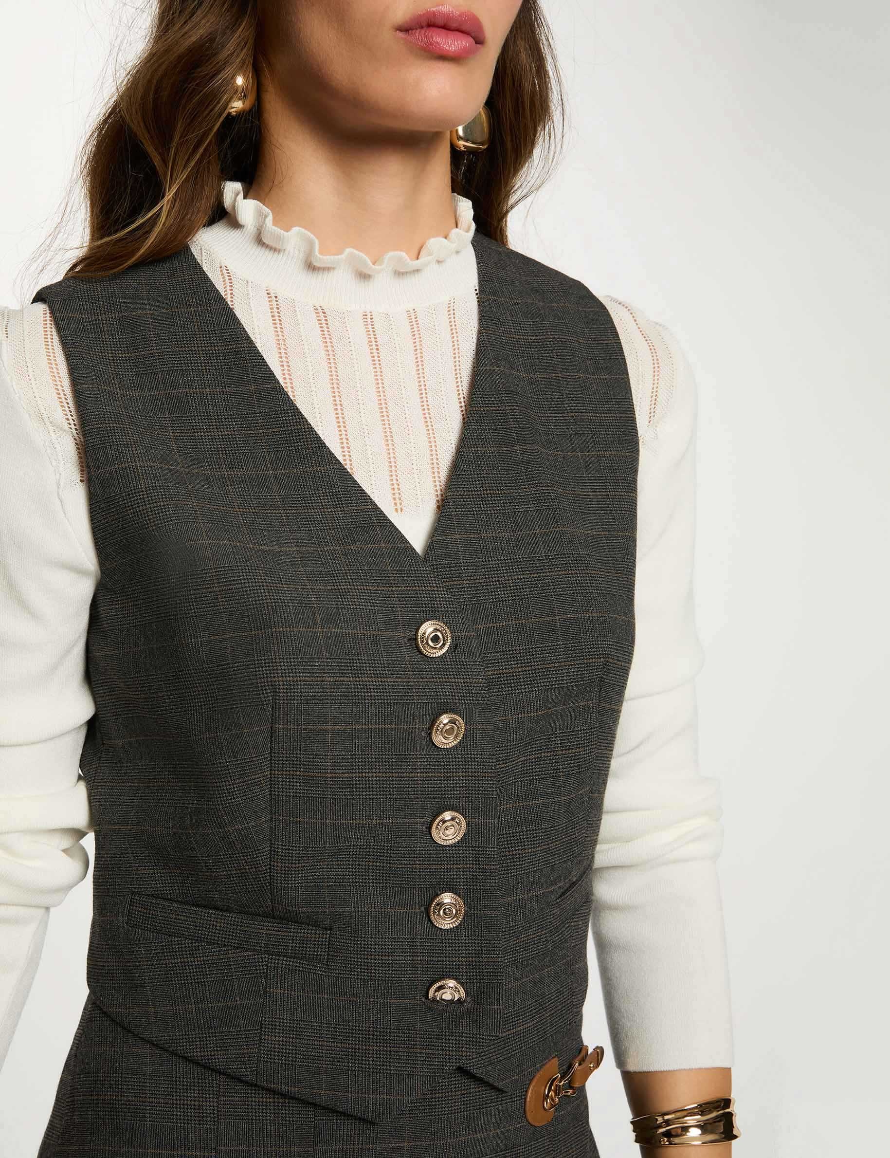 Gilet sans manches ajust&eacute; gris moyen femme