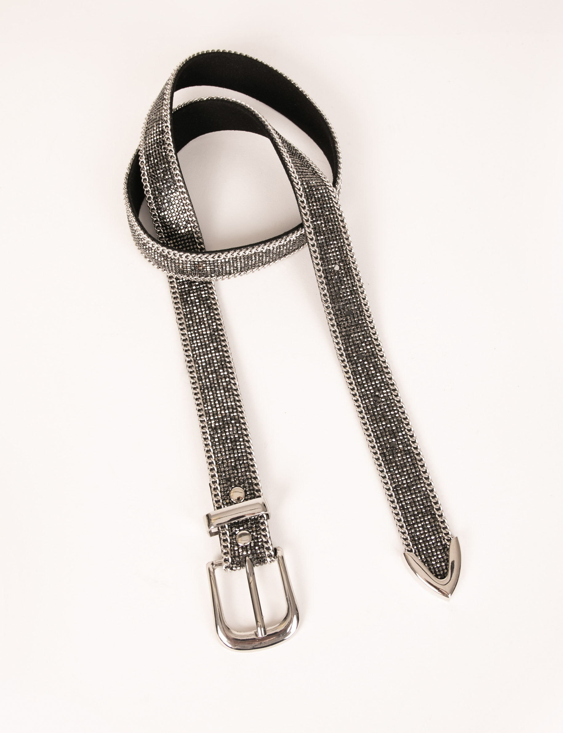 ceinture avec strass et details chaines gris clair femme Ceinture avec strass et détails chaînes gris clair femme
