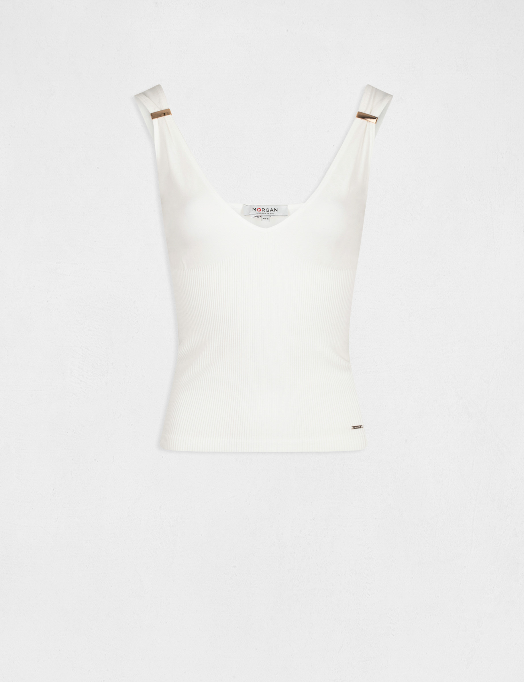 Débardeur bretelles larges à ornements ecru femme Débardeur bretelles larges à ornements ecru femme