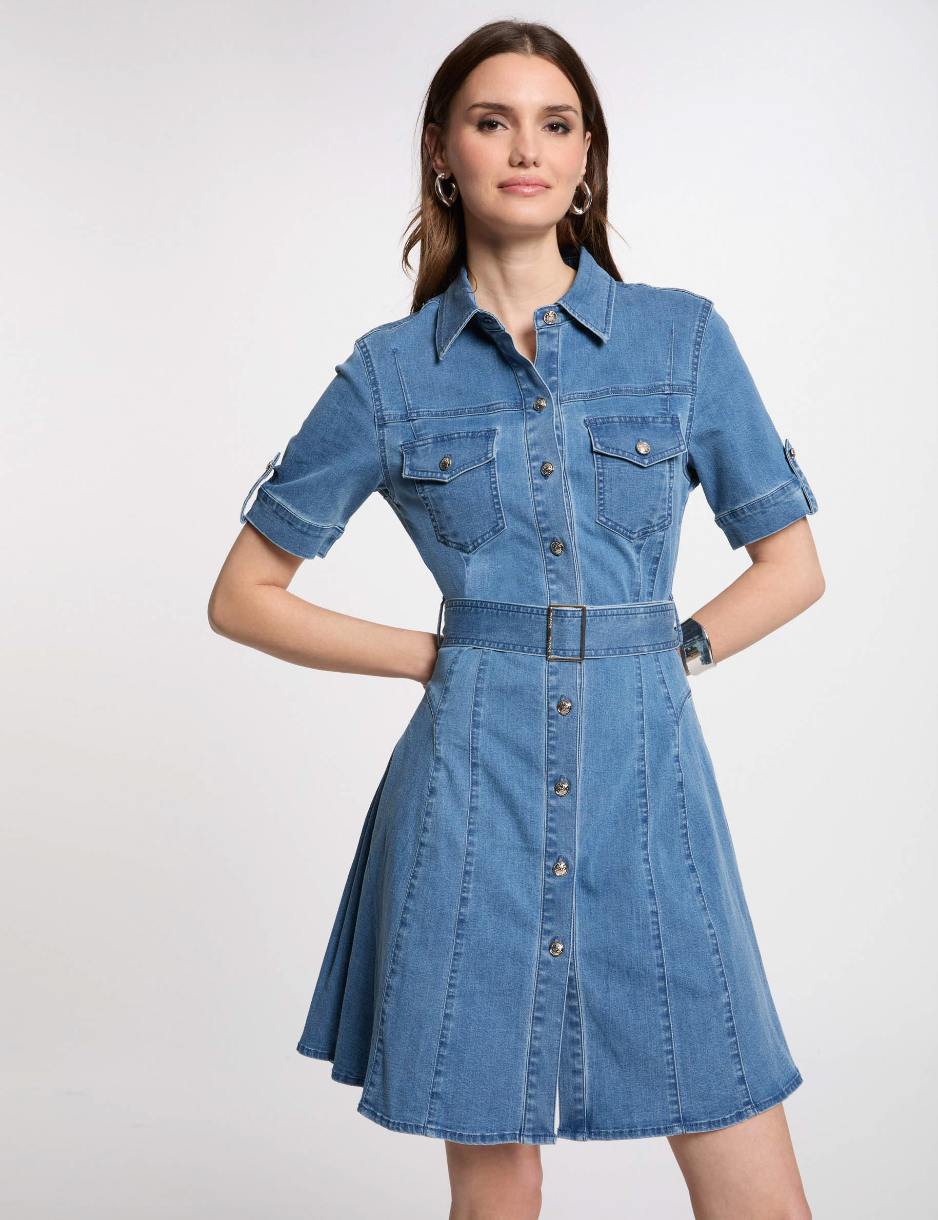 robe courte patineuse en jean denim stone femme Robe courte patineuse en jean denim stone femme