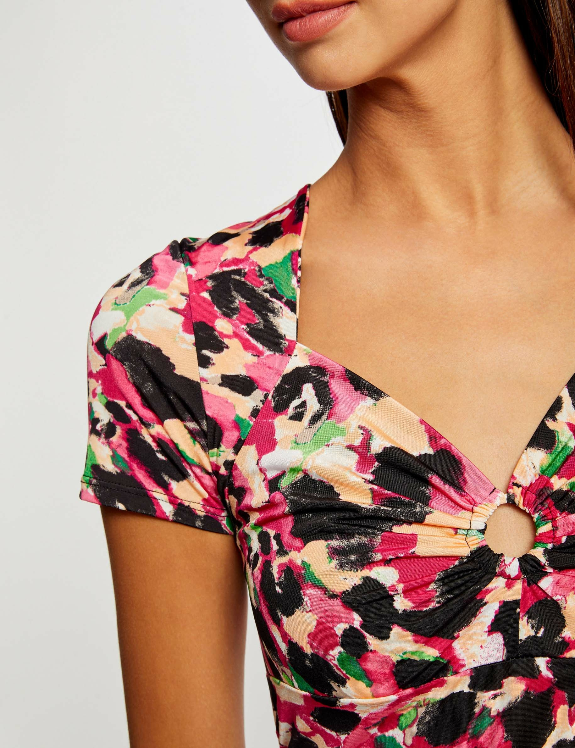 T-shirt manches courtes imprimé abstrait multico femme T-shirt manches courtes imprimé abstrait multico femme