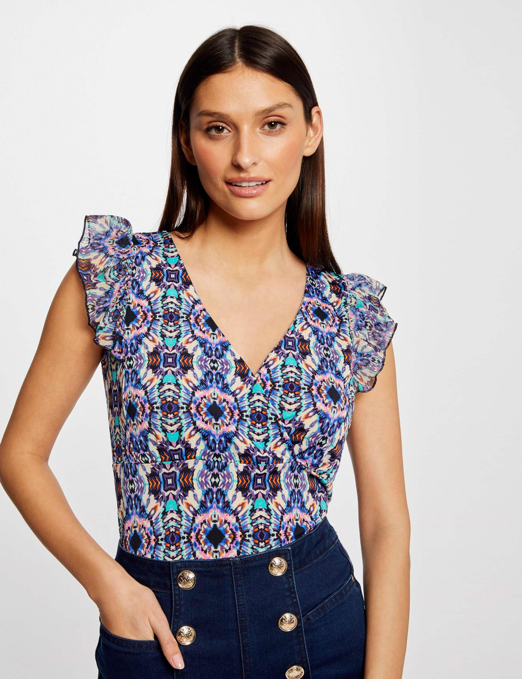 T-shirt manches courtes imprimé multico femme T-shirt manches courtes imprimé multico femme