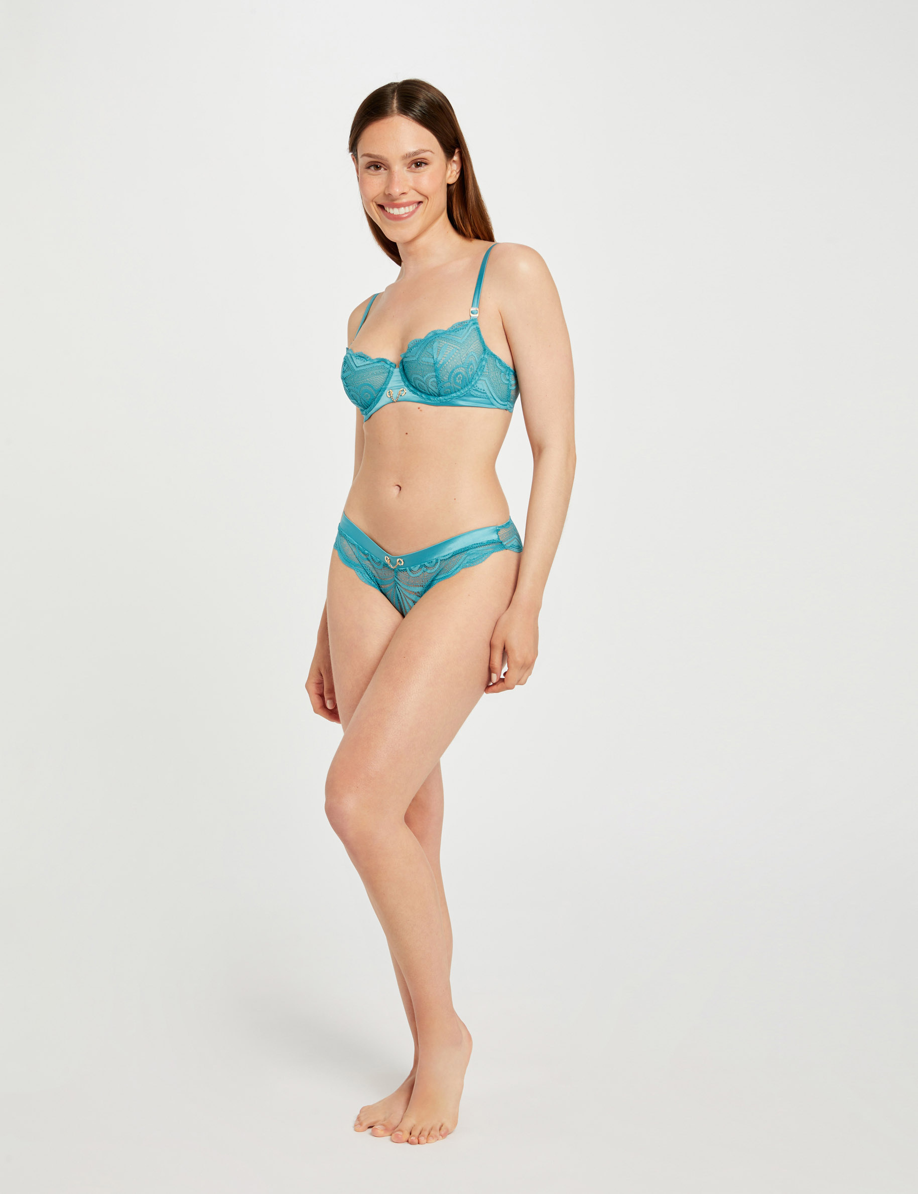 Slip en dentelle bleu femme