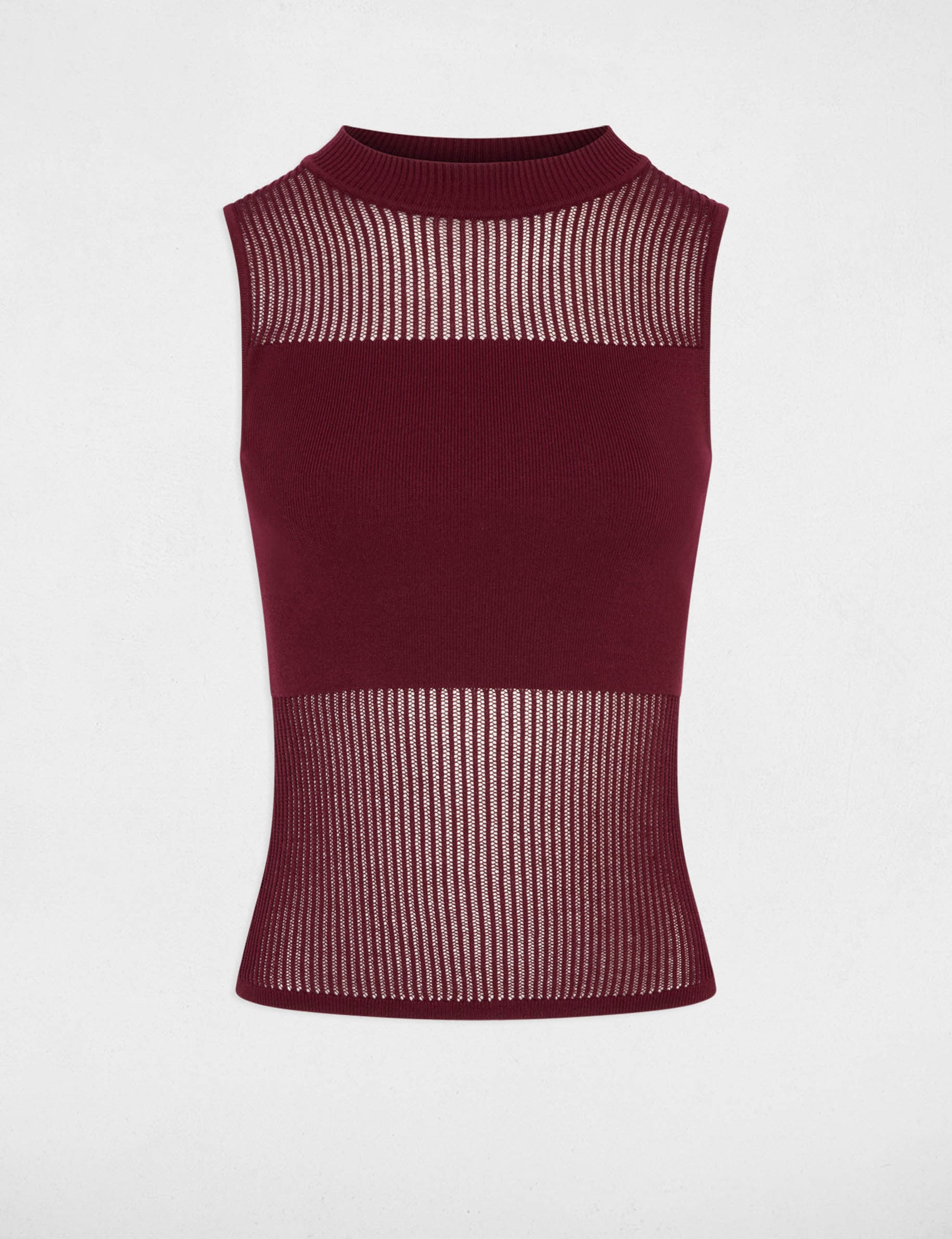 Pull sans manches bordeaux femme